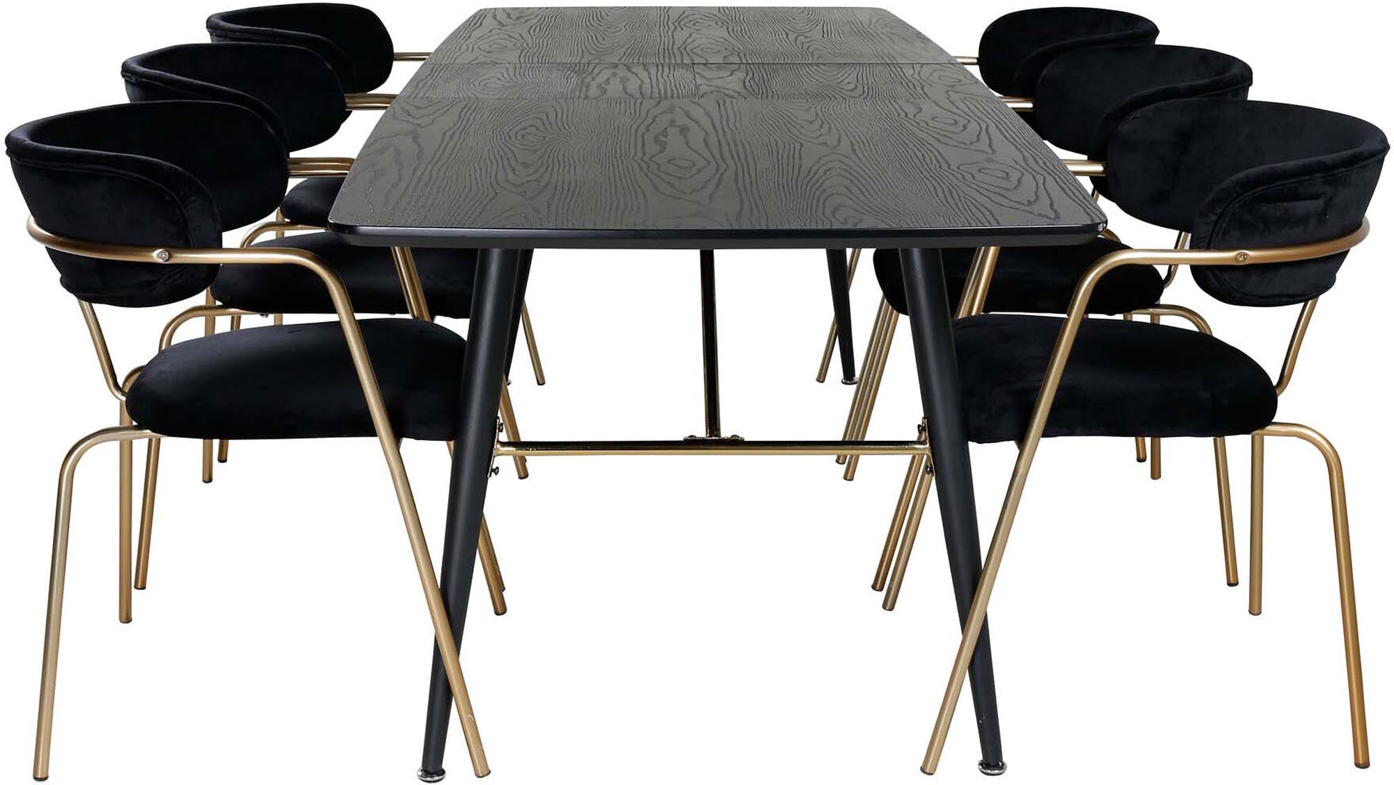 Gold Esszimmerset ausziehbar + Arrow 180cm/6St. in Schwarz / Gold präsentiert im Onlineshop von KAQTU Design AG. Esszimmerset ist von Venture Home