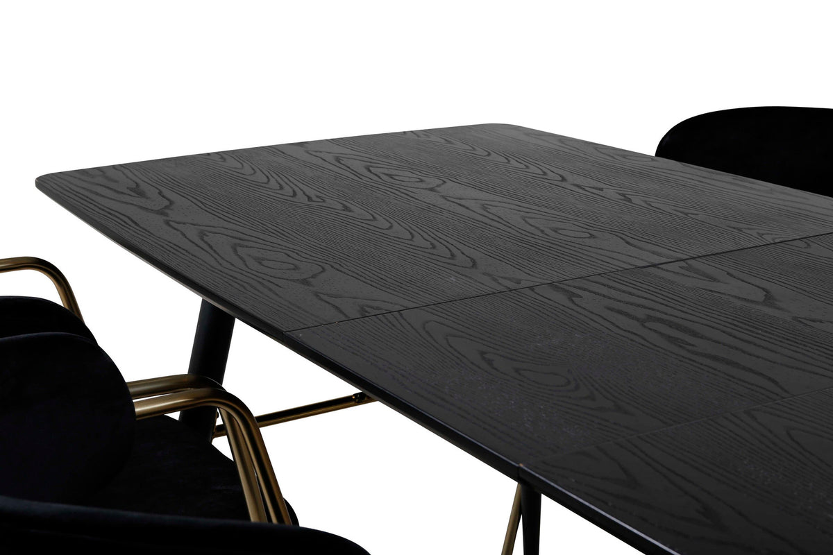 Gold Esszimmerset ausziehbar + Arrow 180cm/6St. in Schwarz / Gold präsentiert im Onlineshop von KAQTU Design AG. Esszimmerset ist von Venture Home