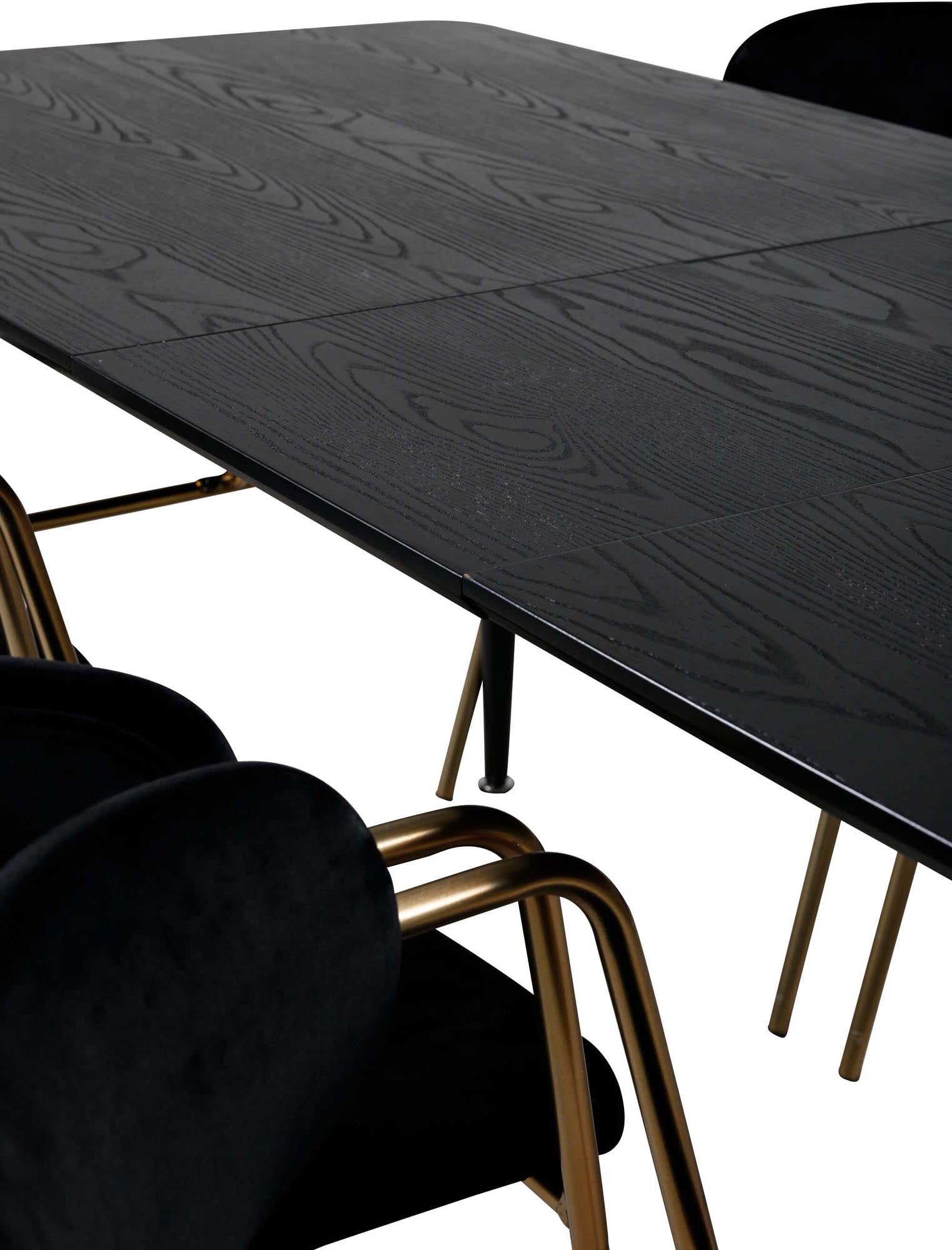 Gold Esszimmerset ausziehbar + Arrow 180cm/6St. in Schwarz / Gold präsentiert im Onlineshop von KAQTU Design AG. Esszimmerset ist von Venture Home