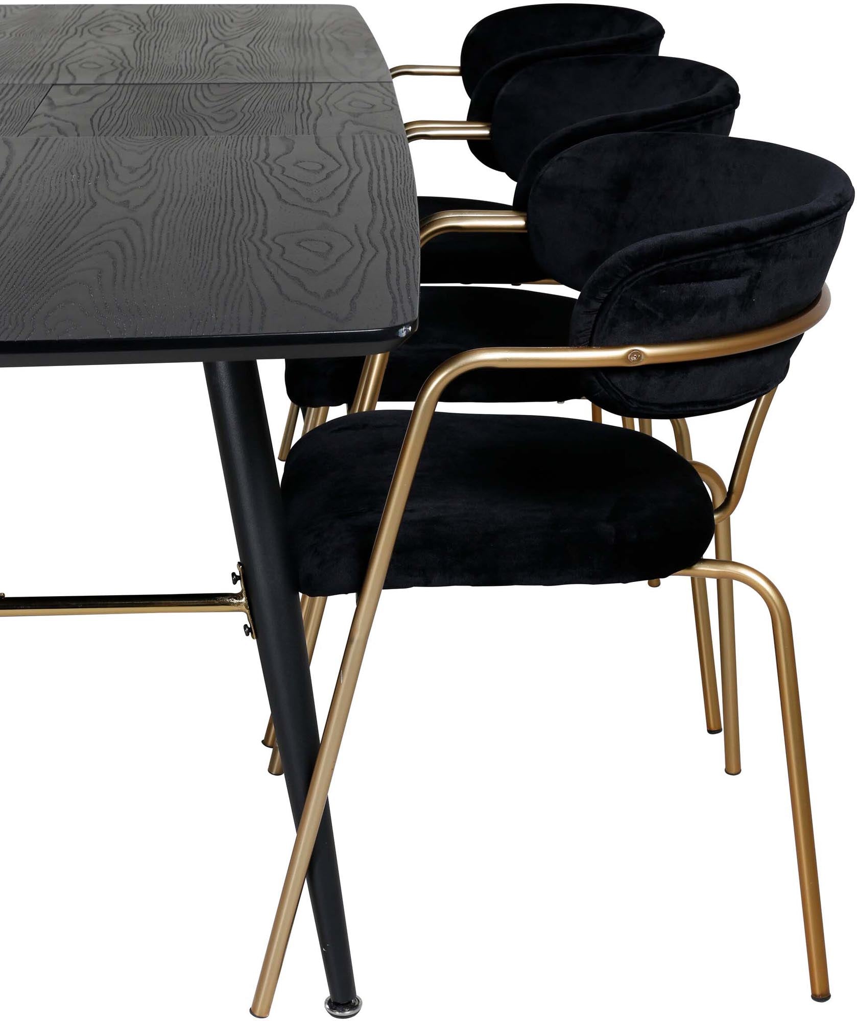 Gold Esszimmerset ausziehbar + Arrow 180cm/6St. in Schwarz / Gold präsentiert im Onlineshop von KAQTU Design AG. Esszimmerset ist von Venture Home