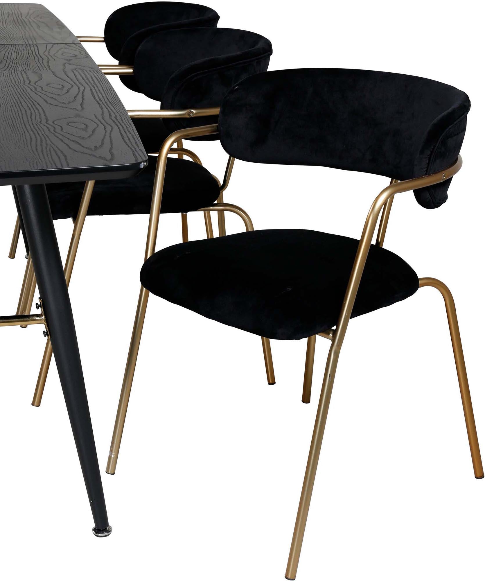 Gold Esszimmerset ausziehbar + Arrow 180cm/6St. in Schwarz / Gold präsentiert im Onlineshop von KAQTU Design AG. Esszimmerset ist von Venture Home