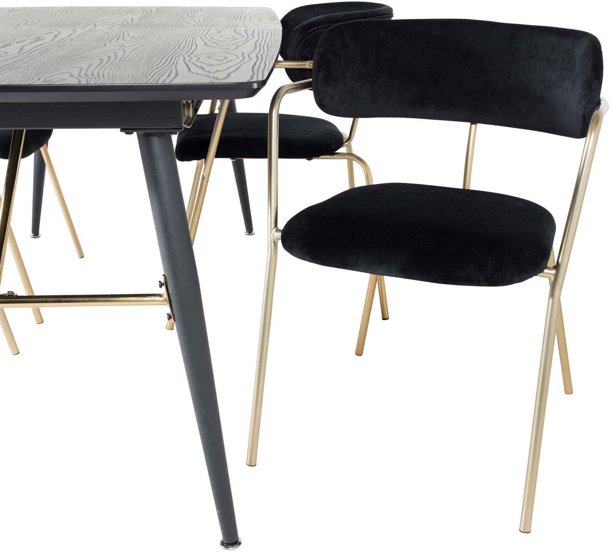 Gold Esszimmerset ausziehbar + Arrow 180cm/4St. in Schwarz / Gold präsentiert im Onlineshop von KAQTU Design AG. Esszimmerset ist von Venture Home
