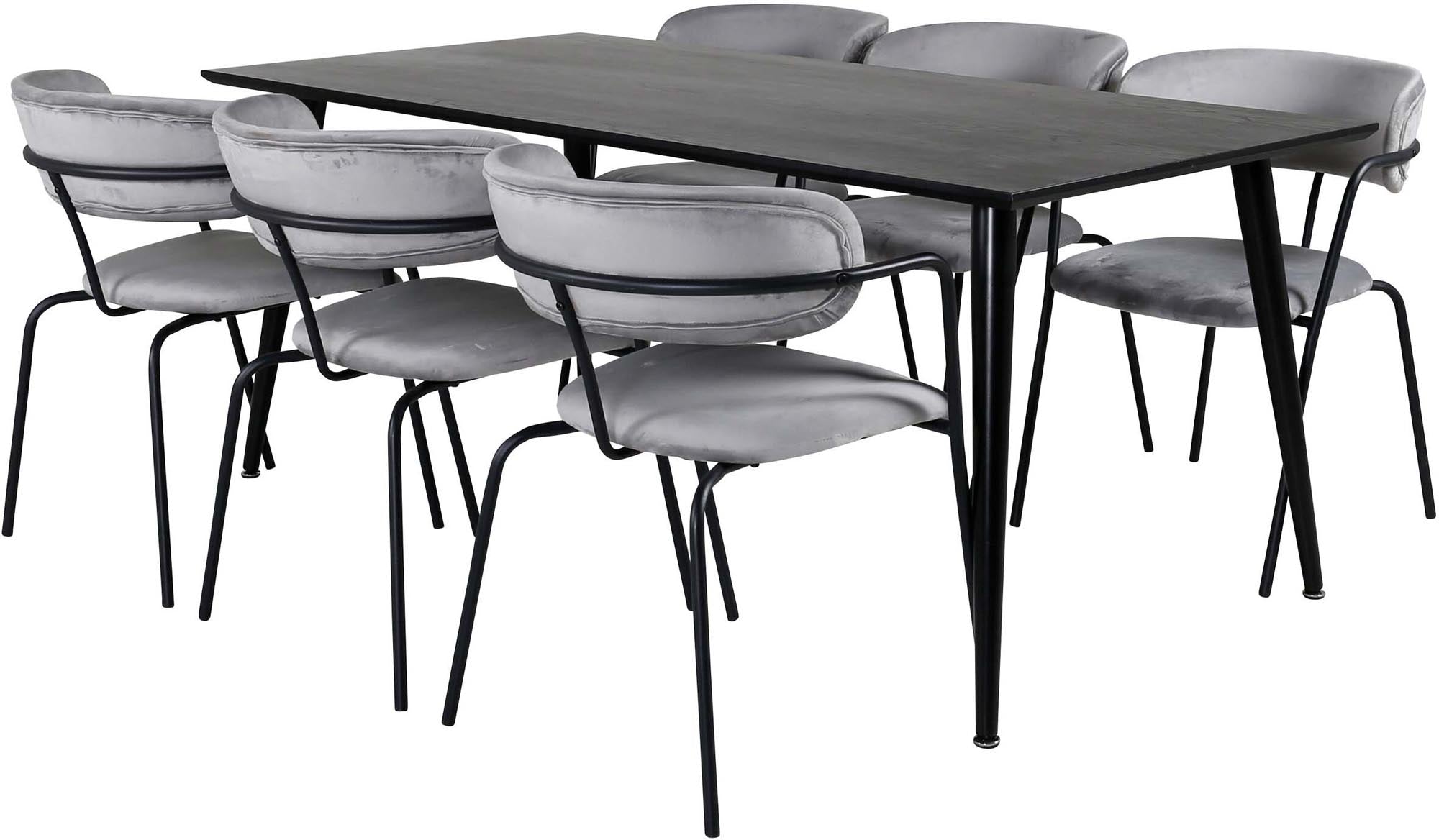 Elegantes Dipp Esszimmerset von Venture Home: 180 cm Tisch und 6 bequeme Arrow-Stühle für stilvolle Esszimmergestaltung.