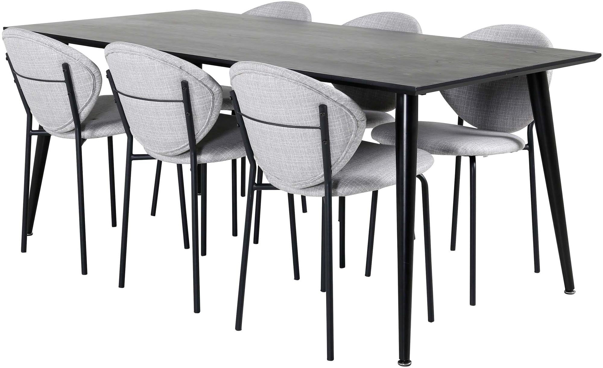 Erleben Sie das Dipp Esszimmerset von Venture Home: Moderner 180 cm Tisch und 6 elegante Stühle für gesellige Abende und unvergessliche Momente.