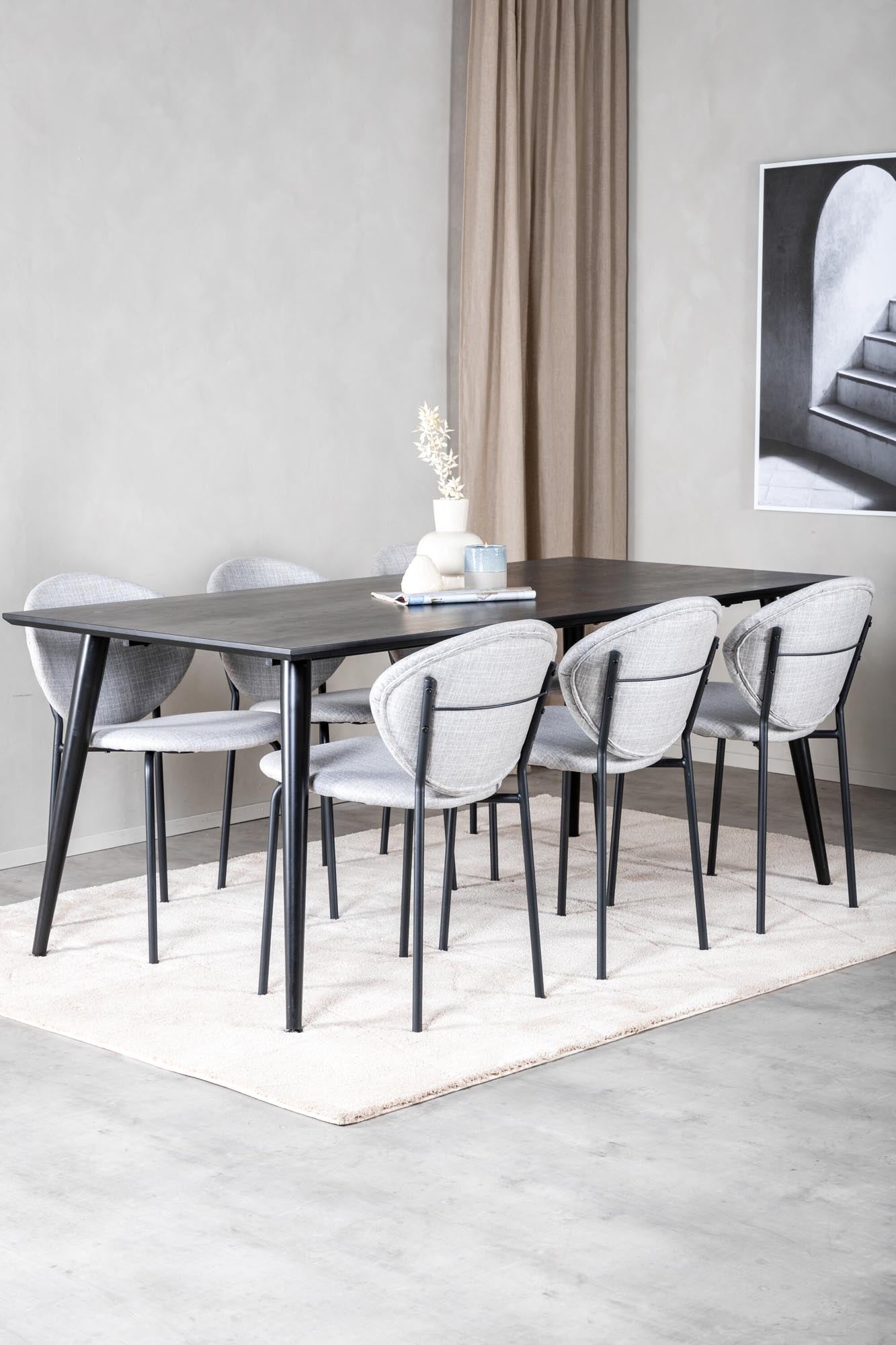 Dipp Esszimmerset + Vault 180cm/6St. in Schwarzgrau präsentiert im Onlineshop von KAQTU Design AG. Esszimmerset ist von Venture Home