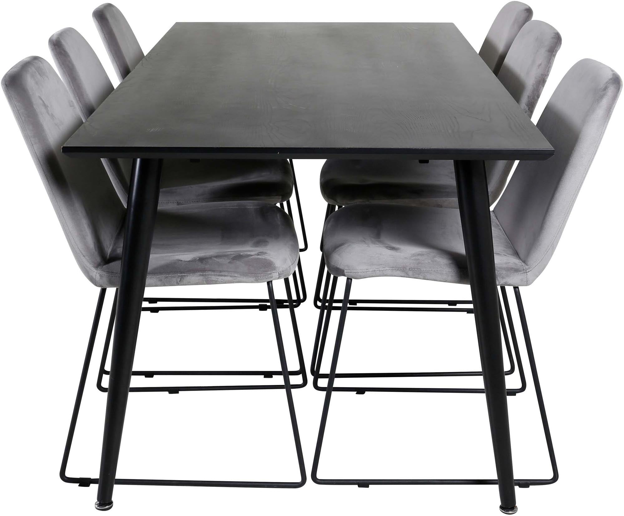 Stilvolles Dipp Esszimmerset 180 cm mit 6 luxuriösen Samtstühlen von Venture Home – ideal für gesellige Abende und elegantes Wohnen.