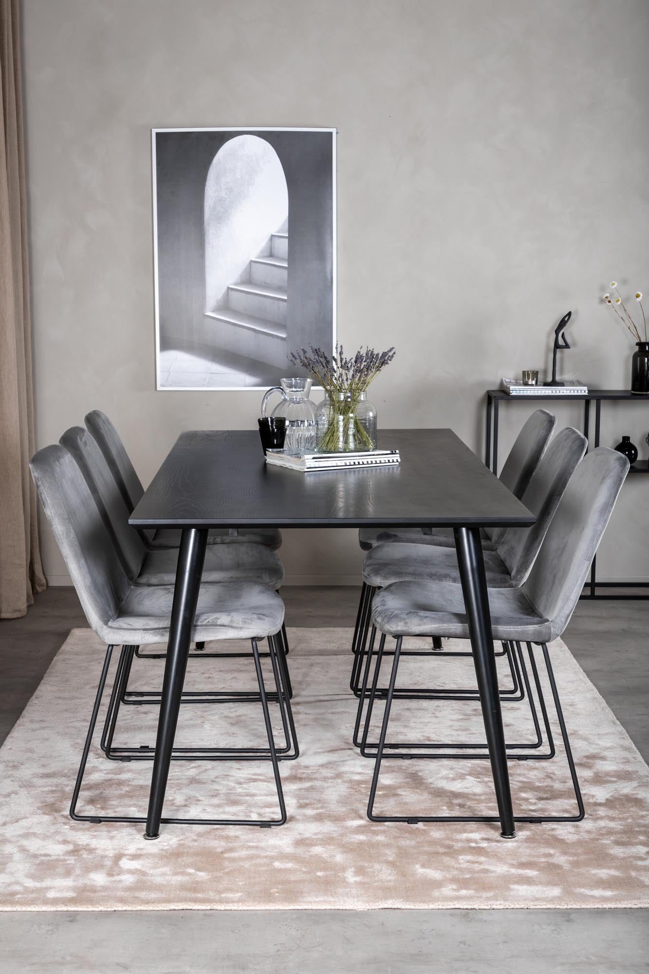 Dipp Esszimmerset + Muce 180cm/6St. in Schwarz präsentiert im Onlineshop von KAQTU Design AG. Esszimmerset ist von Venture Home
