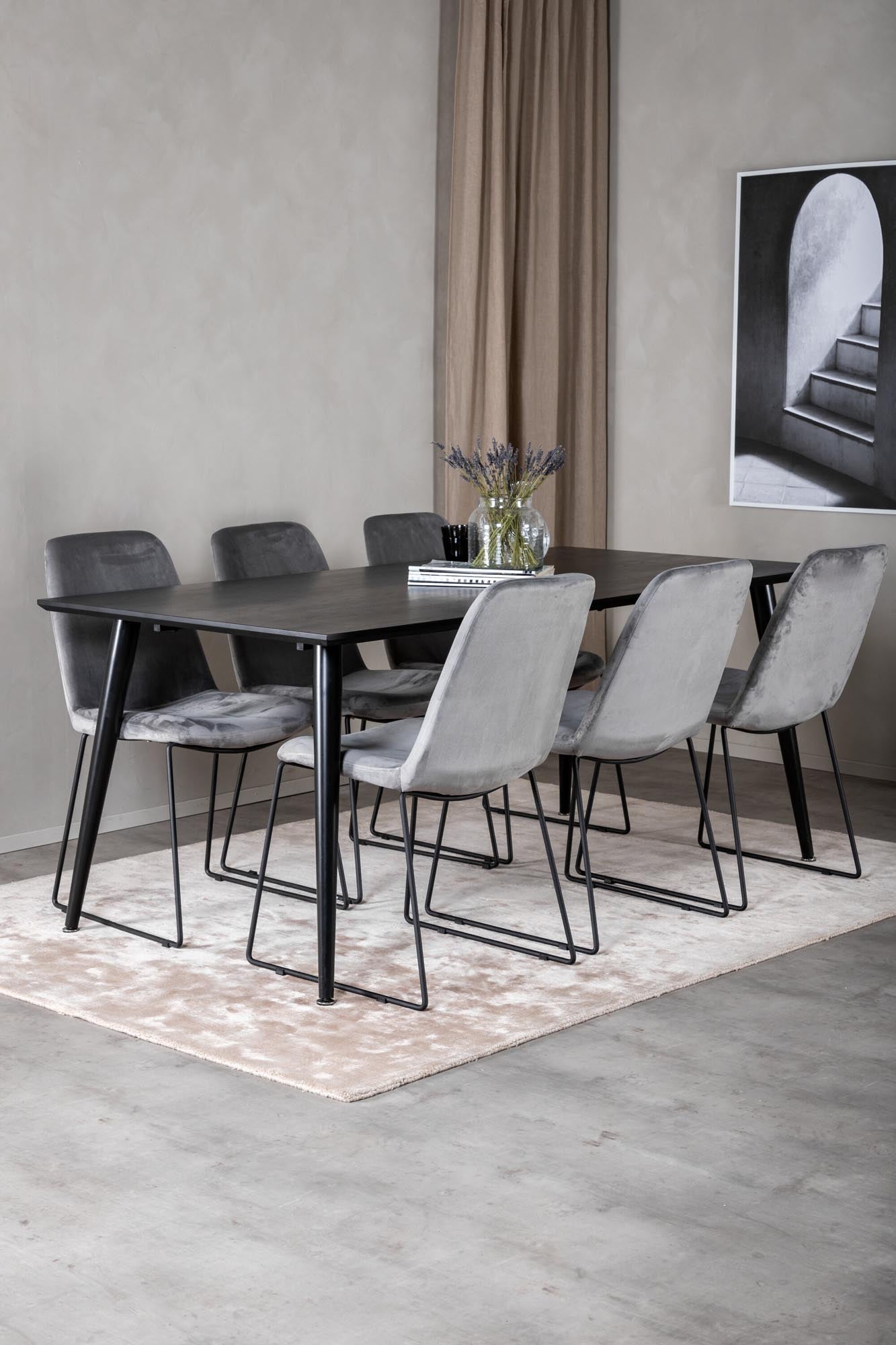 Dipp Esszimmerset + Muce 180cm/6St. in Schwarz präsentiert im Onlineshop von KAQTU Design AG. Esszimmerset ist von Venture Home