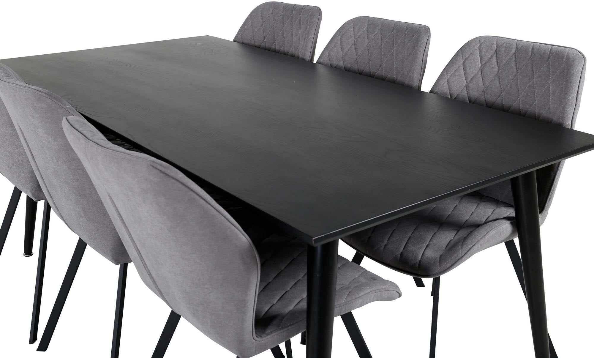 Elegantes Dipp Esszimmerset für 6 Personen mit 180 cm Tisch und komfortablen Gemma-Stühlen. Ideal für gesellige Abende und festliche Anlässe.