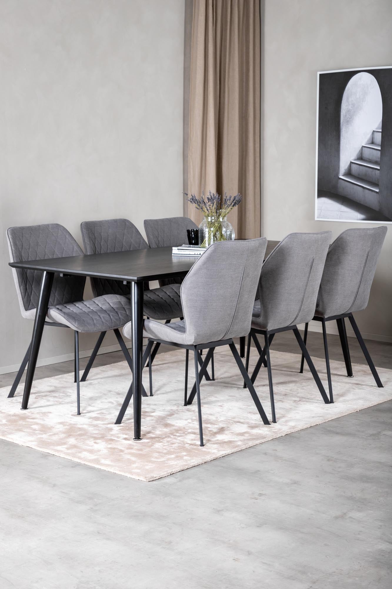 Dipp Esszimmerset + Gemma 180cm/6St. in Schwarz präsentiert im Onlineshop von KAQTU Design AG. Esszimmerset ist von Venture Home