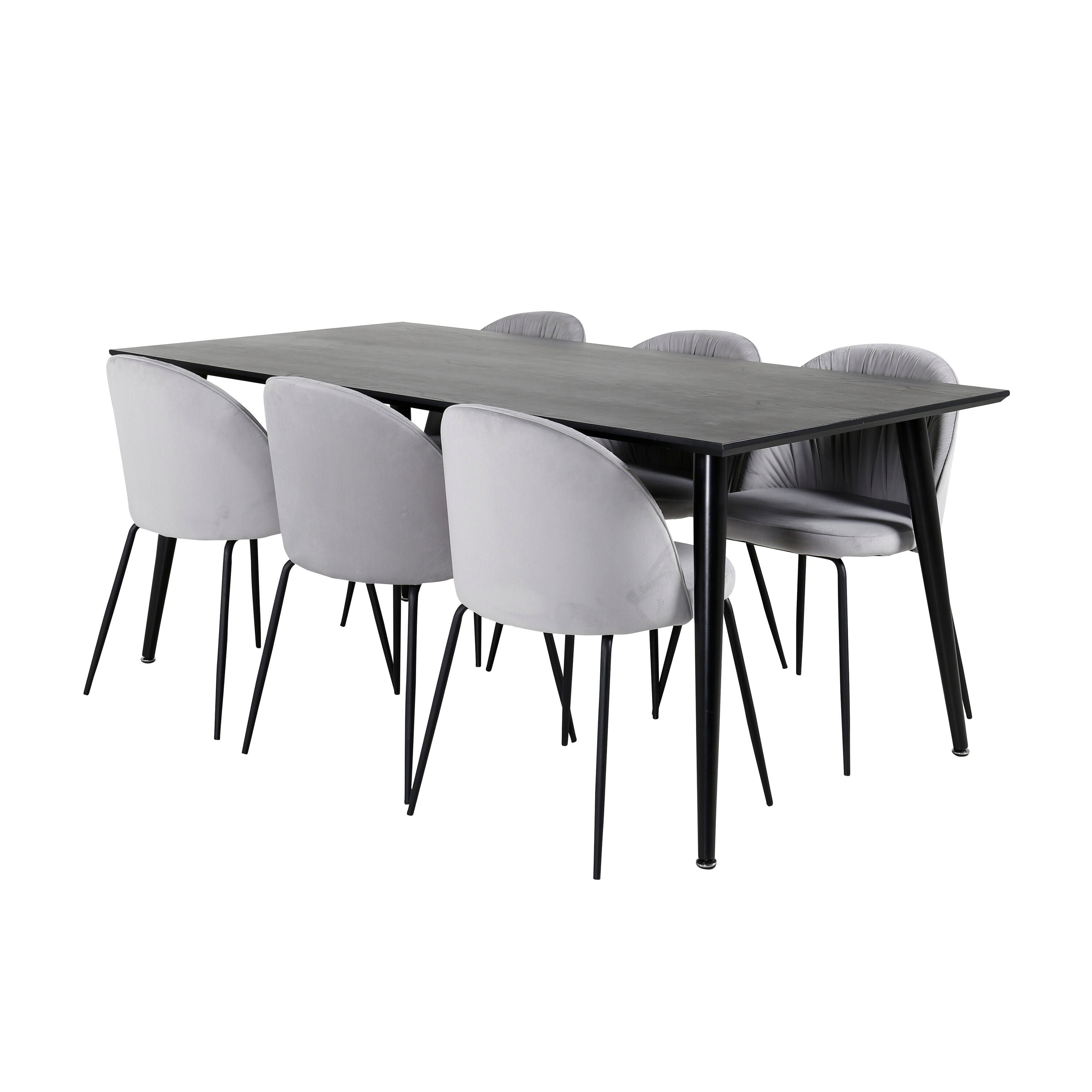 Dipp Esszimmerset + Wrinkles 180cm/6St. in Schwarzgrau präsentiert im Onlineshop von KAQTU Design AG. Esszimmerset ist von Venture Home