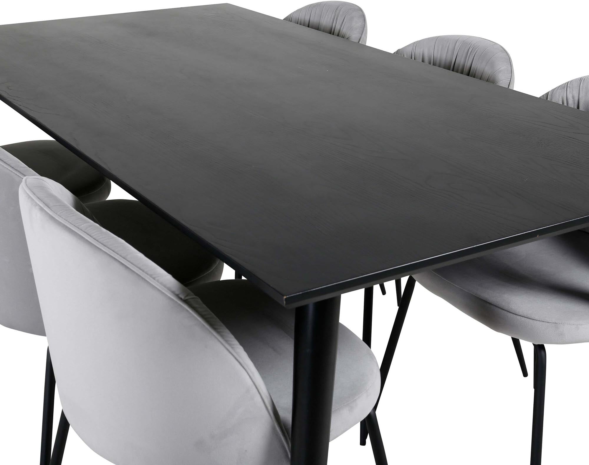 Stilvolles Dipp Esszimmerset 180cm mit 6 Samtstühlen von Venture Home – perfekt für festliche Anlässe und gemütliche Familienessen.