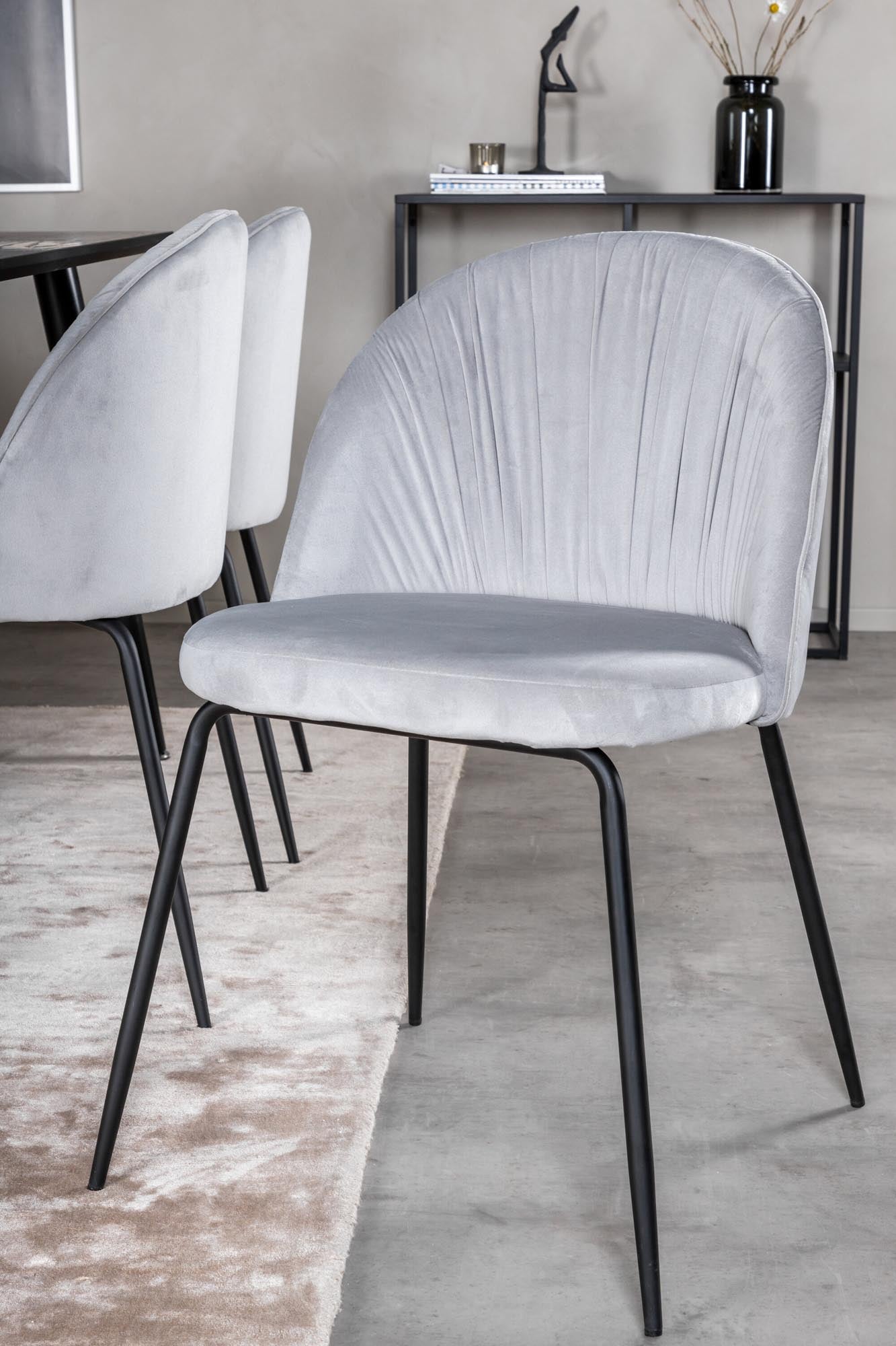 Dipp Esszimmerset + Wrinkles 180cm/6St. in Schwarzgrau präsentiert im Onlineshop von KAQTU Design AG. Esszimmerset ist von Venture Home