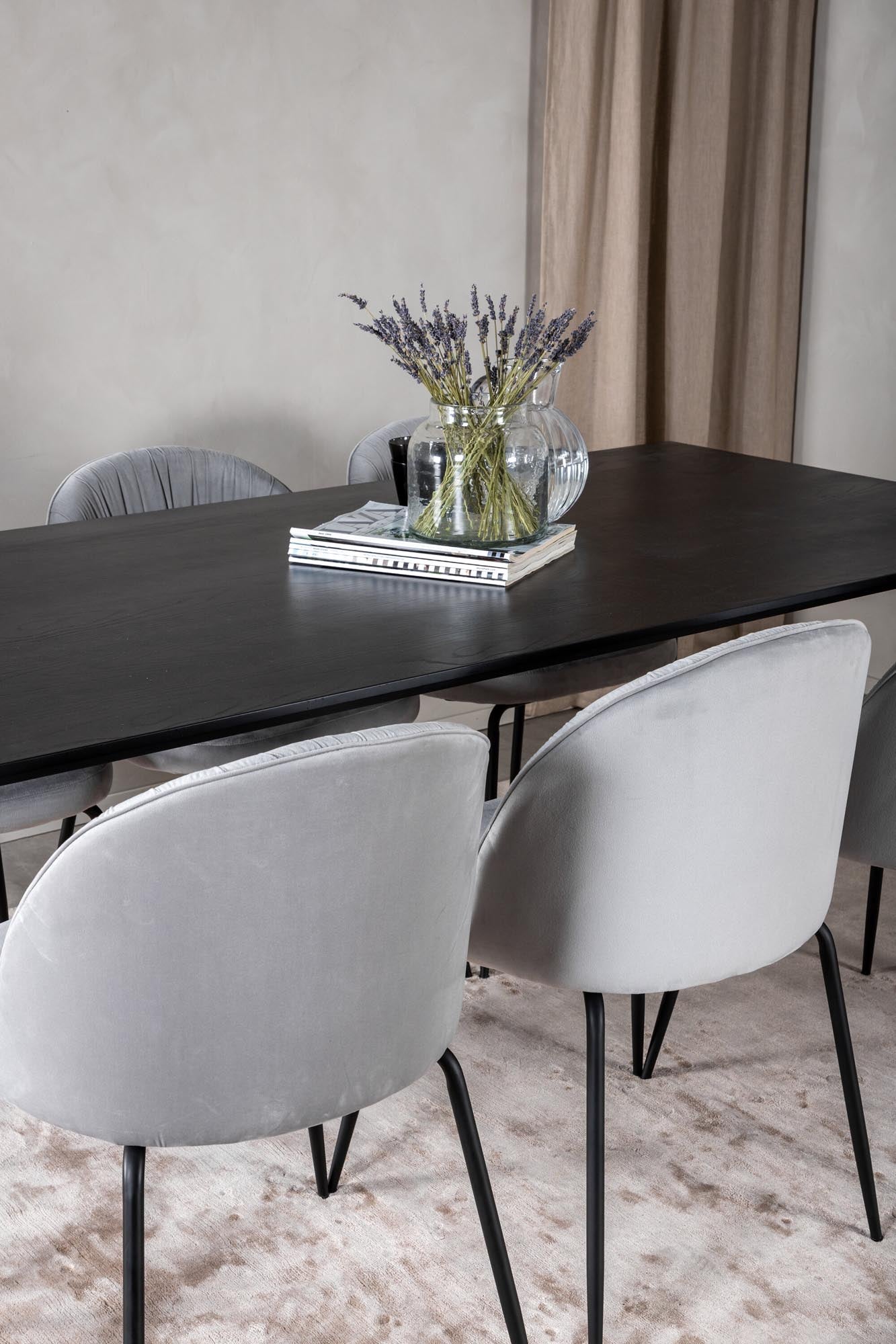 Dipp Esszimmerset + Wrinkles 180cm/6St. in Schwarzgrau präsentiert im Onlineshop von KAQTU Design AG. Esszimmerset ist von Venture Home