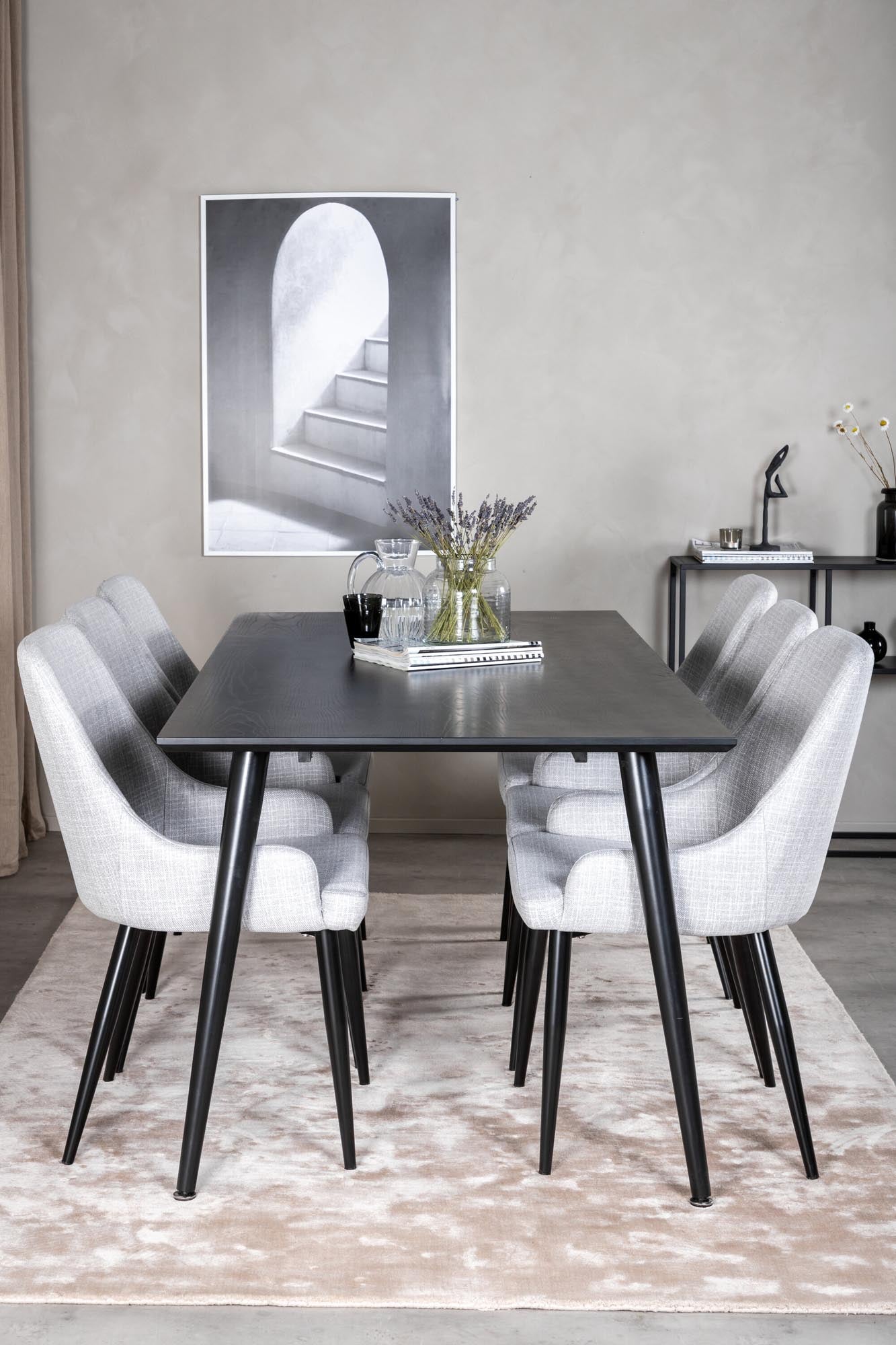 Dipp Esszimmerset + Plaza 180cm/6St. in Schwarz präsentiert im Onlineshop von KAQTU Design AG. Esszimmerset ist von Venture Home