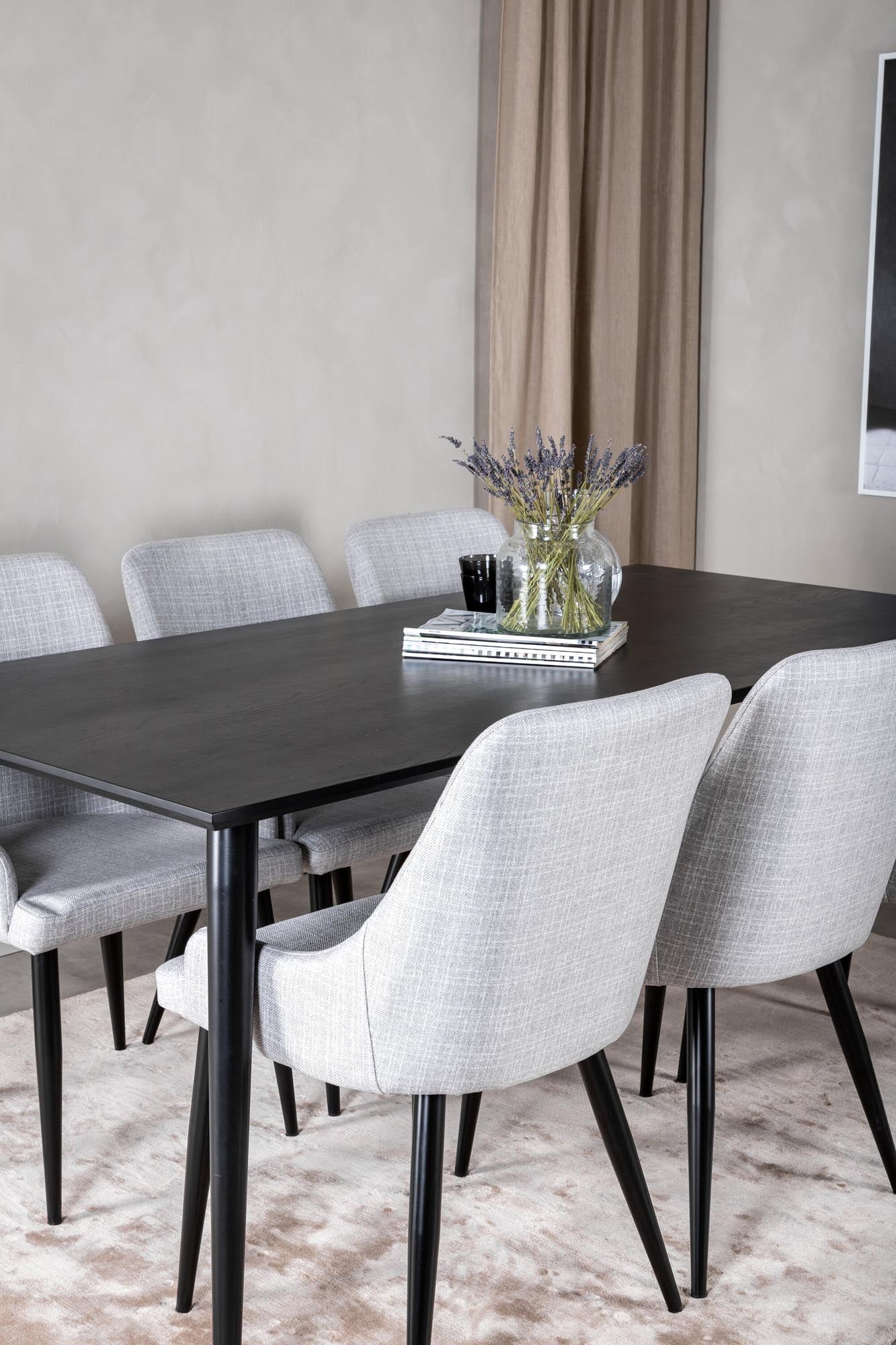 Dipp Esszimmerset + Plaza 180cm/6St. in Schwarz präsentiert im Onlineshop von KAQTU Design AG. Esszimmerset ist von Venture Home