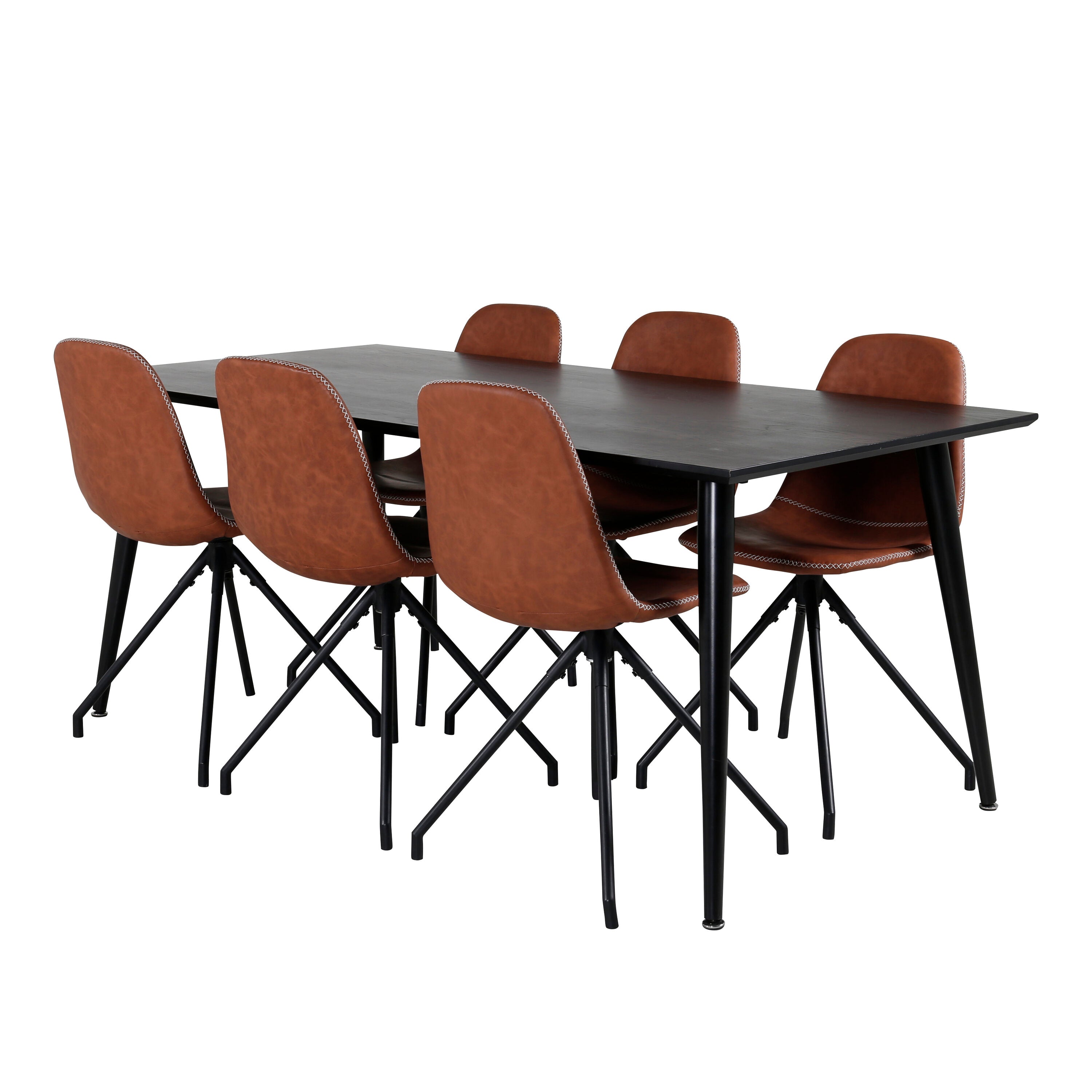 Dipp Esszimmerset + Polar 180cm/6St. in Schwarz / Braun präsentiert im Onlineshop von KAQTU Design AG. Esszimmerset ist von Venture Home