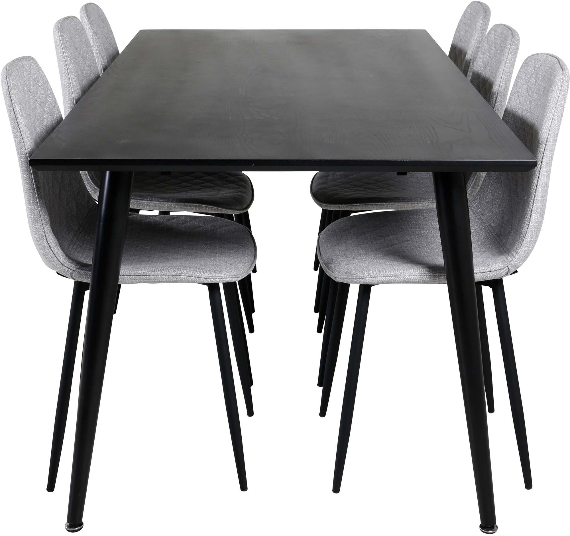 Modernes Esszimmerset mit luxuriösen Samtstühlen und 180 cm Tisch, perfekt für gesellige Runden und stilvolle Einrichtung.