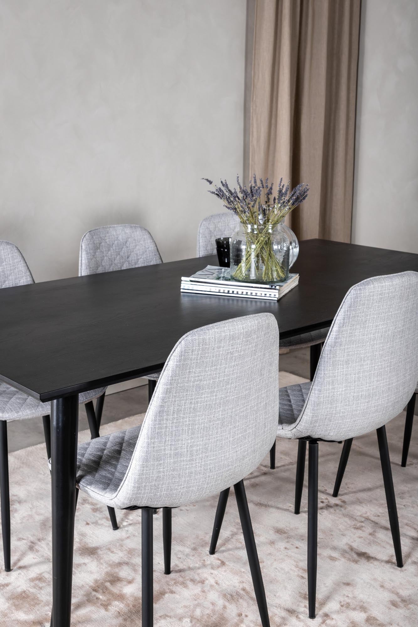 Dipp Esszimmerset + Polar Diamond 180cm/6St. in Schwarzgrau präsentiert im Onlineshop von KAQTU Design AG. Esszimmerset ist von Venture Home