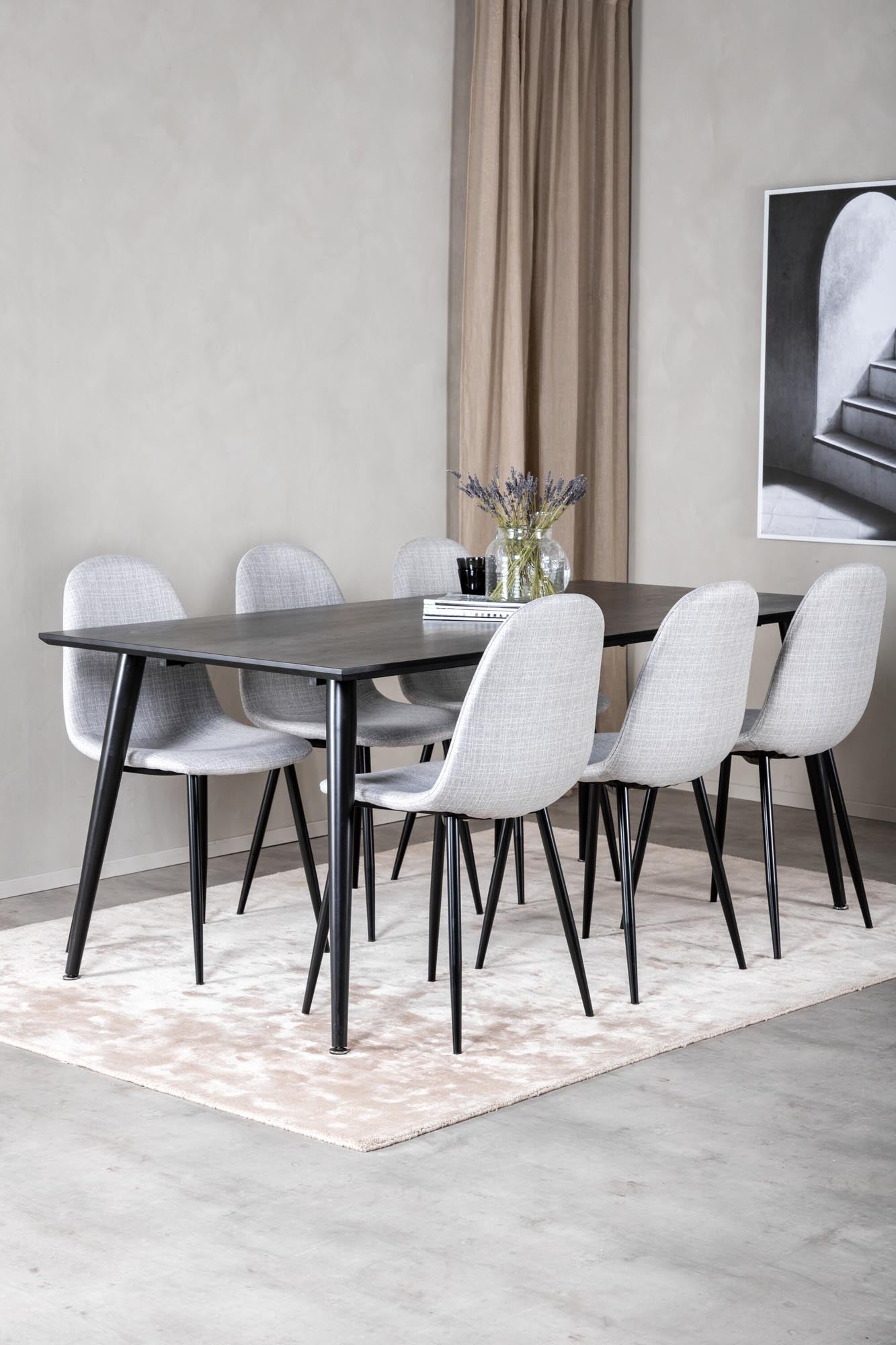 Dipp Esszimmerset + Polar 180cm/6St. in Schwarz / Hellgrau präsentiert im Onlineshop von KAQTU Design AG. Esszimmerset ist von Venture Home