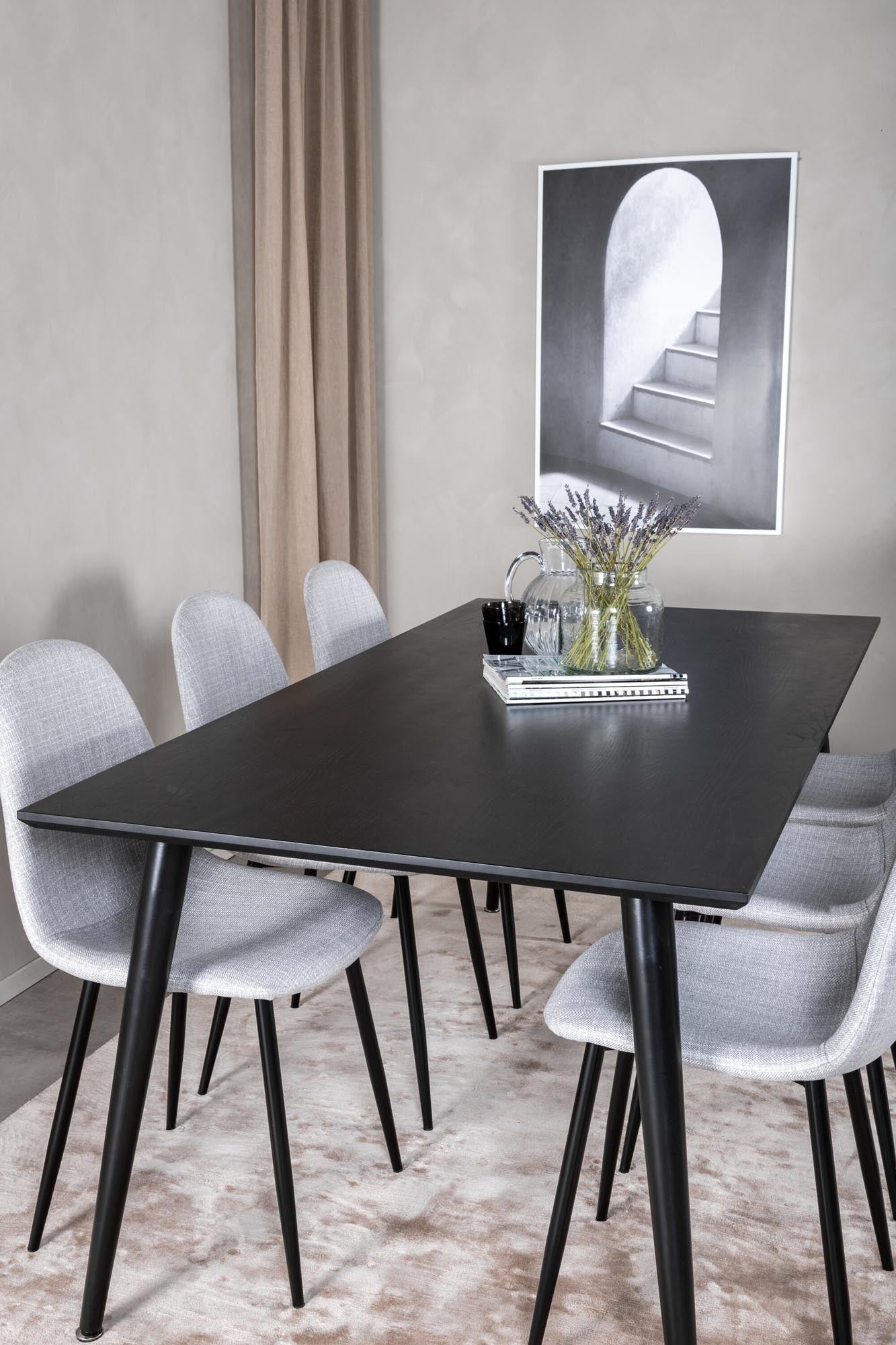 Dipp Esszimmerset + Polar 180cm/6St. in Schwarz / Hellgrau präsentiert im Onlineshop von KAQTU Design AG. Esszimmerset ist von Venture Home
