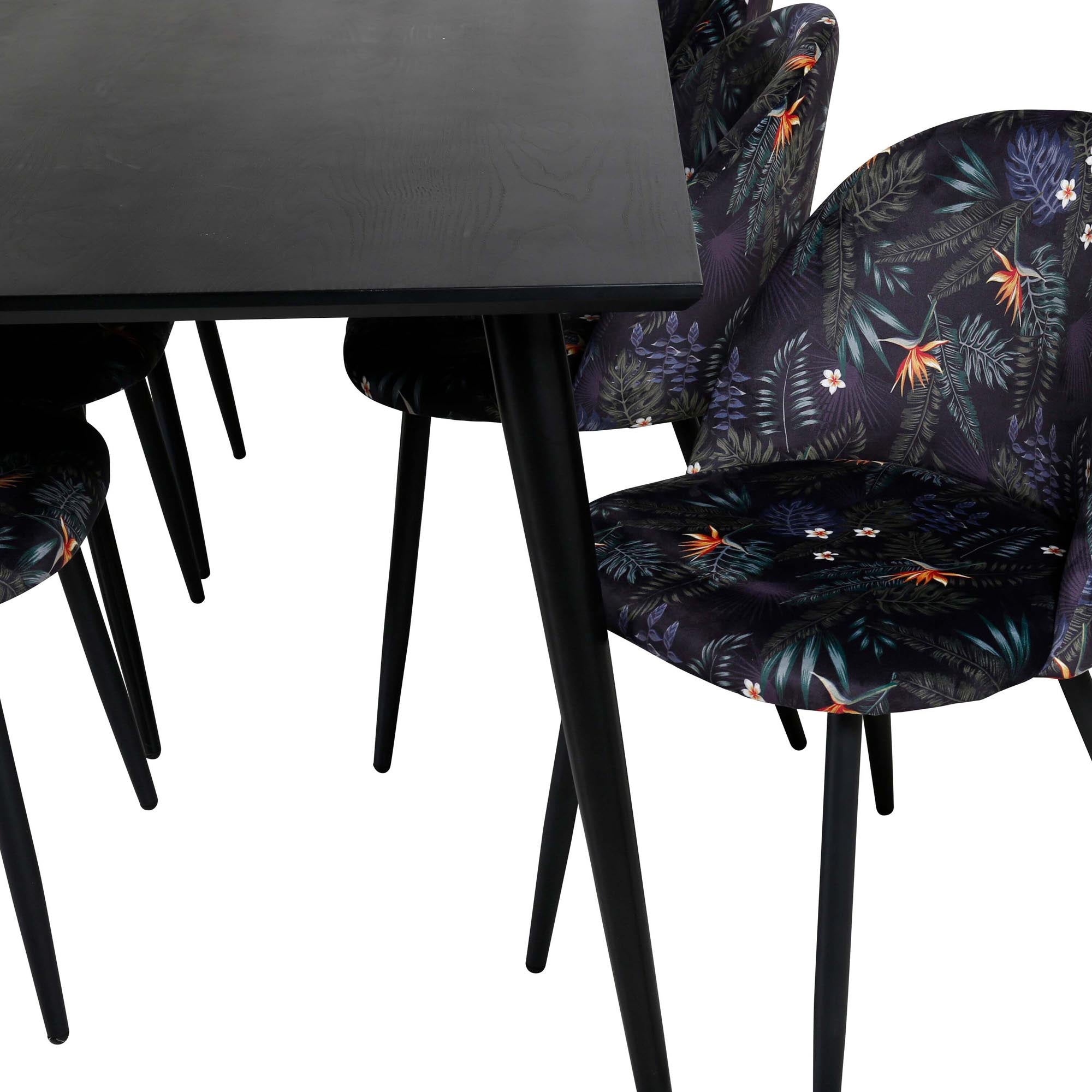 Stilvolles Dipp Esszimmerset 180 cm für 6 Personen, mit luxuriösen Samtstühlen von Venture Home. Perfekt für gemütliche Abende!