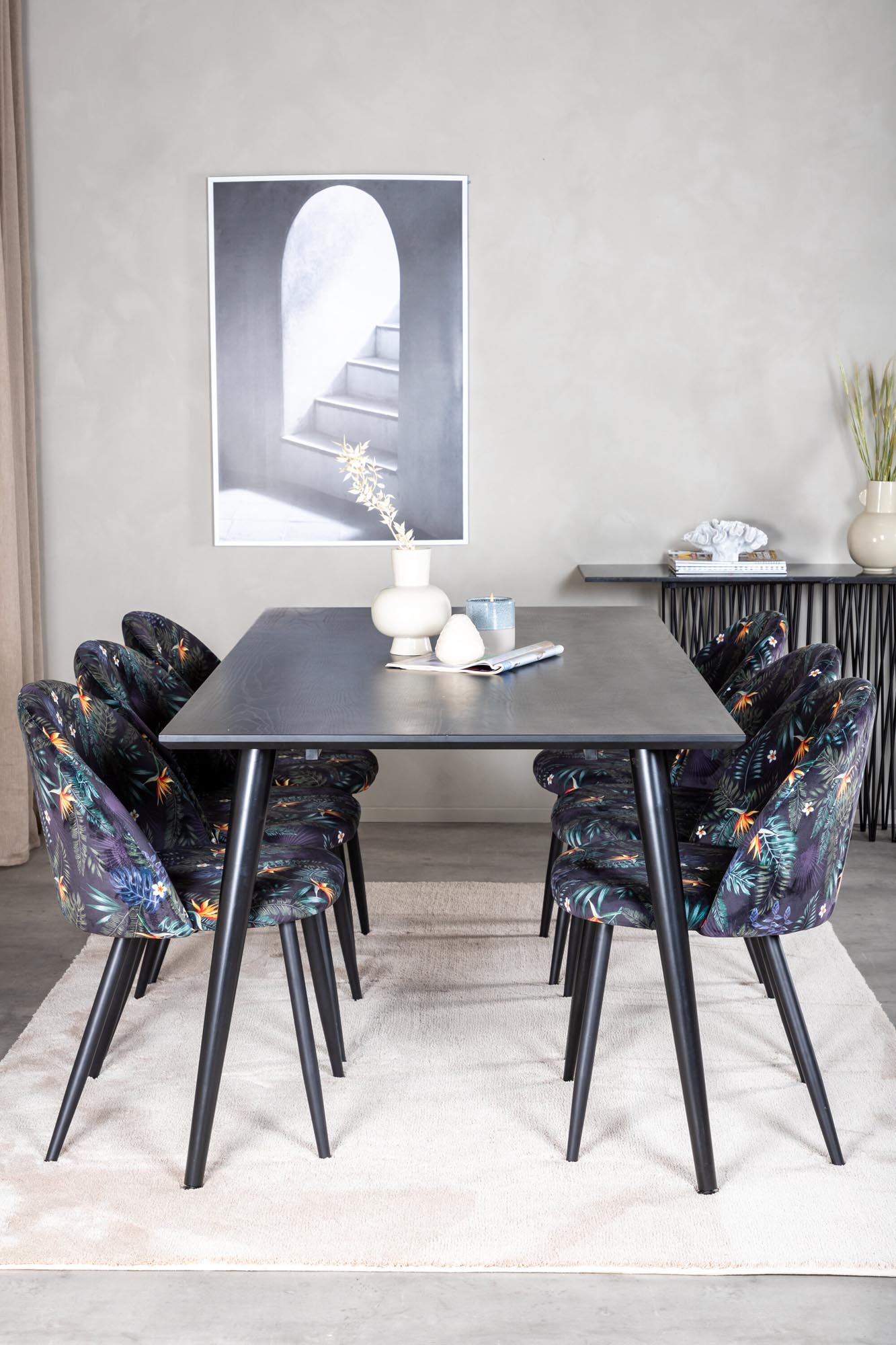 Dipp Esszimmerset + Velvet 180cm/6St. in Schwarz präsentiert im Onlineshop von KAQTU Design AG. Esszimmerset ist von Venture Home