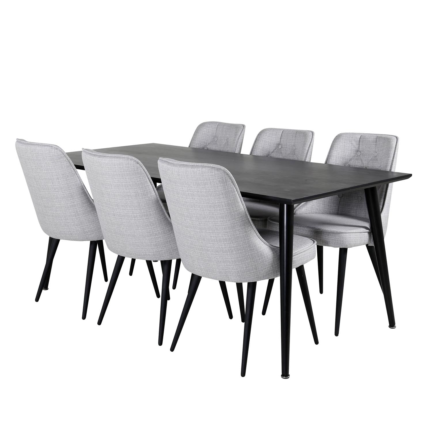 Dipp Esszimmerset + Velvet Deluxe 180cm/6St. in Schwarz / Grau präsentiert im Onlineshop von KAQTU Design AG. Esszimmerset ist von Venture Home