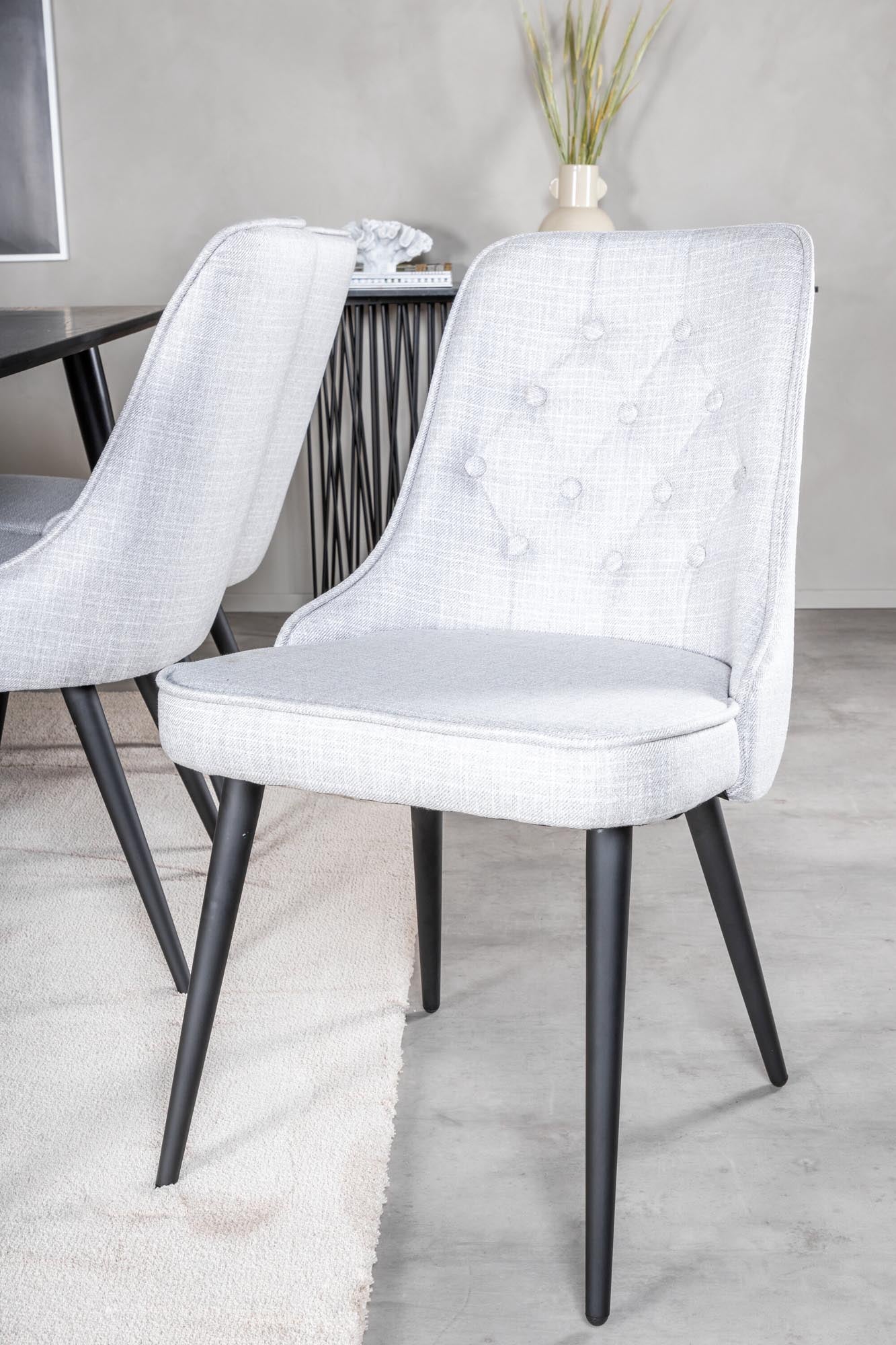 Dipp Esszimmerset + Velvet Deluxe 180cm/6St. in Schwarz / Grau präsentiert im Onlineshop von KAQTU Design AG. Esszimmerset ist von Venture Home