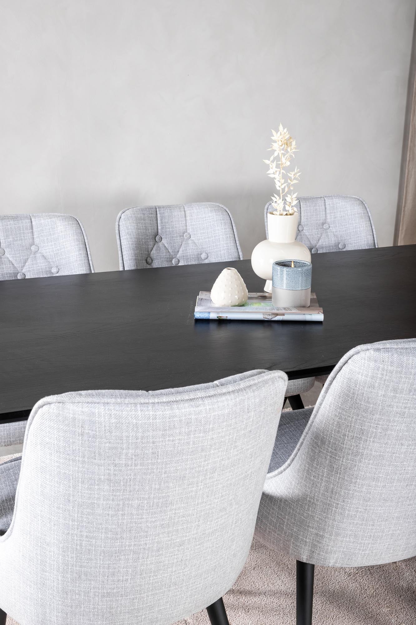 Dipp Esszimmerset + Velvet Deluxe 180cm/6St. in Schwarz / Grau präsentiert im Onlineshop von KAQTU Design AG. Esszimmerset ist von Venture Home
