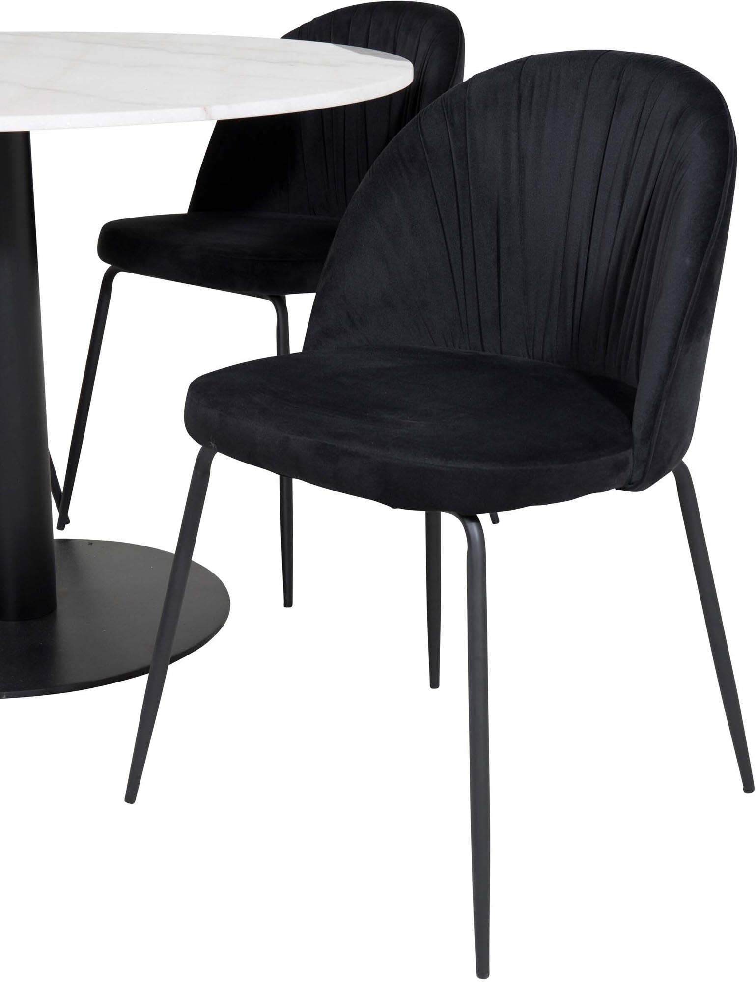 Estelle Esszimmerset + Wrinkles ⌀106cm/4St. in Weiss / Schwarz präsentiert im Onlineshop von KAQTU Design AG. Esszimmerset ist von Venture Home