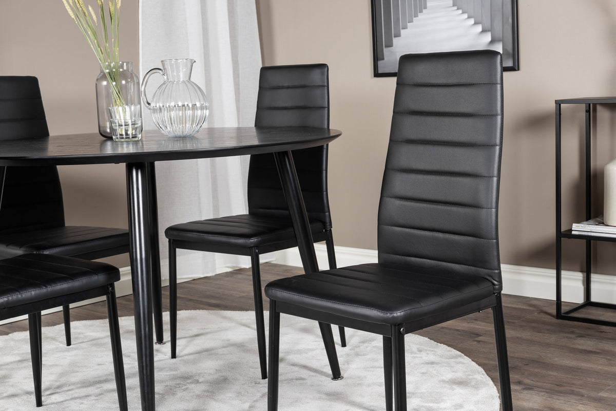 Dipp Esstisch mit Slim Stühlen in Schwarz präsentiert im Onlineshop von KAQTU Design AG. Esszimmerset ist von Venture Home