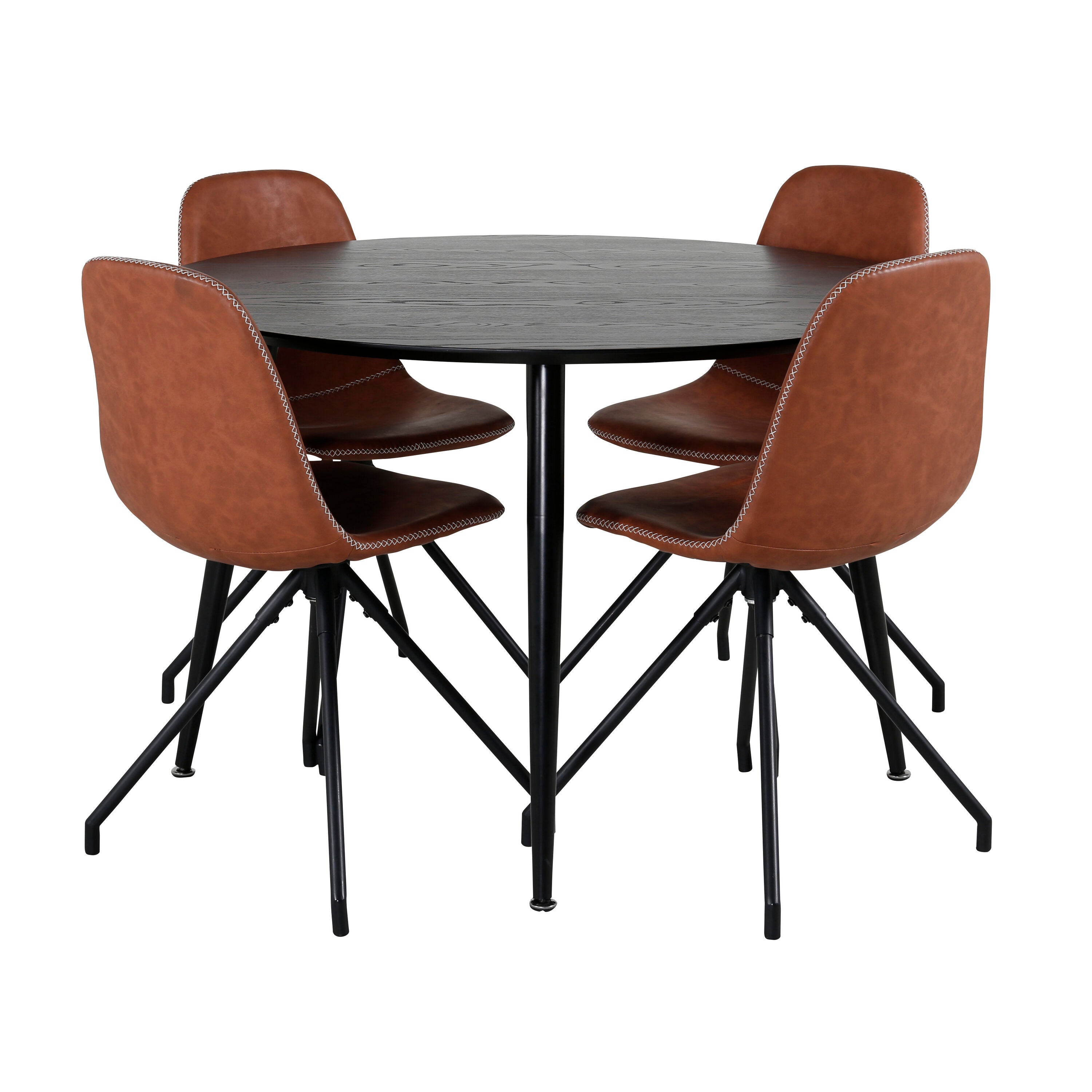 Dipp Esszimmerset + Polar ⌀115cm/4St. in Schwarz Braun präsentiert im Onlineshop von KAQTU Design AG. Esszimmerset ist von Venture Home