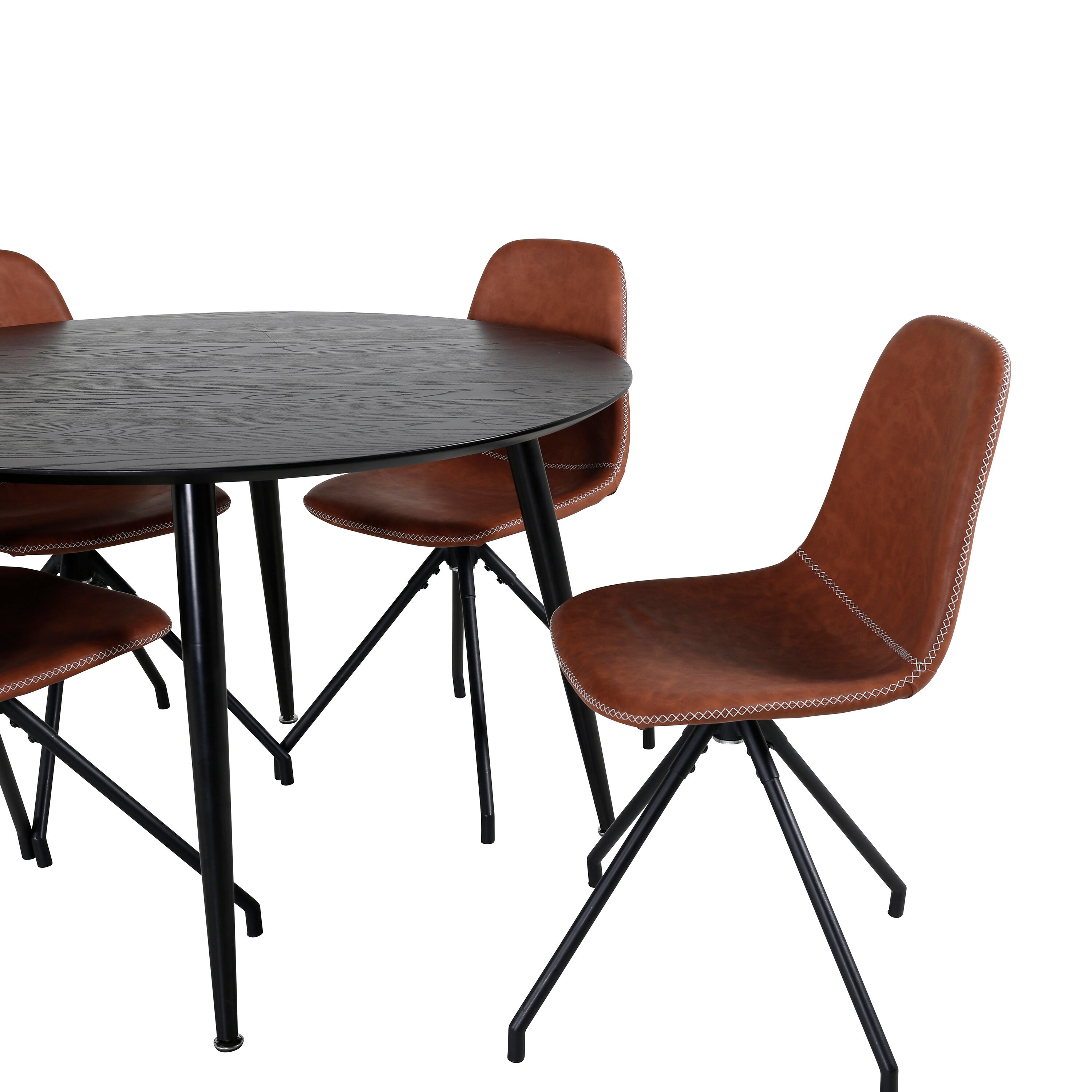 Dipp Esszimmerset + Polar ⌀115cm/4St. in Schwarz Braun präsentiert im Onlineshop von KAQTU Design AG. Esszimmerset ist von Venture Home