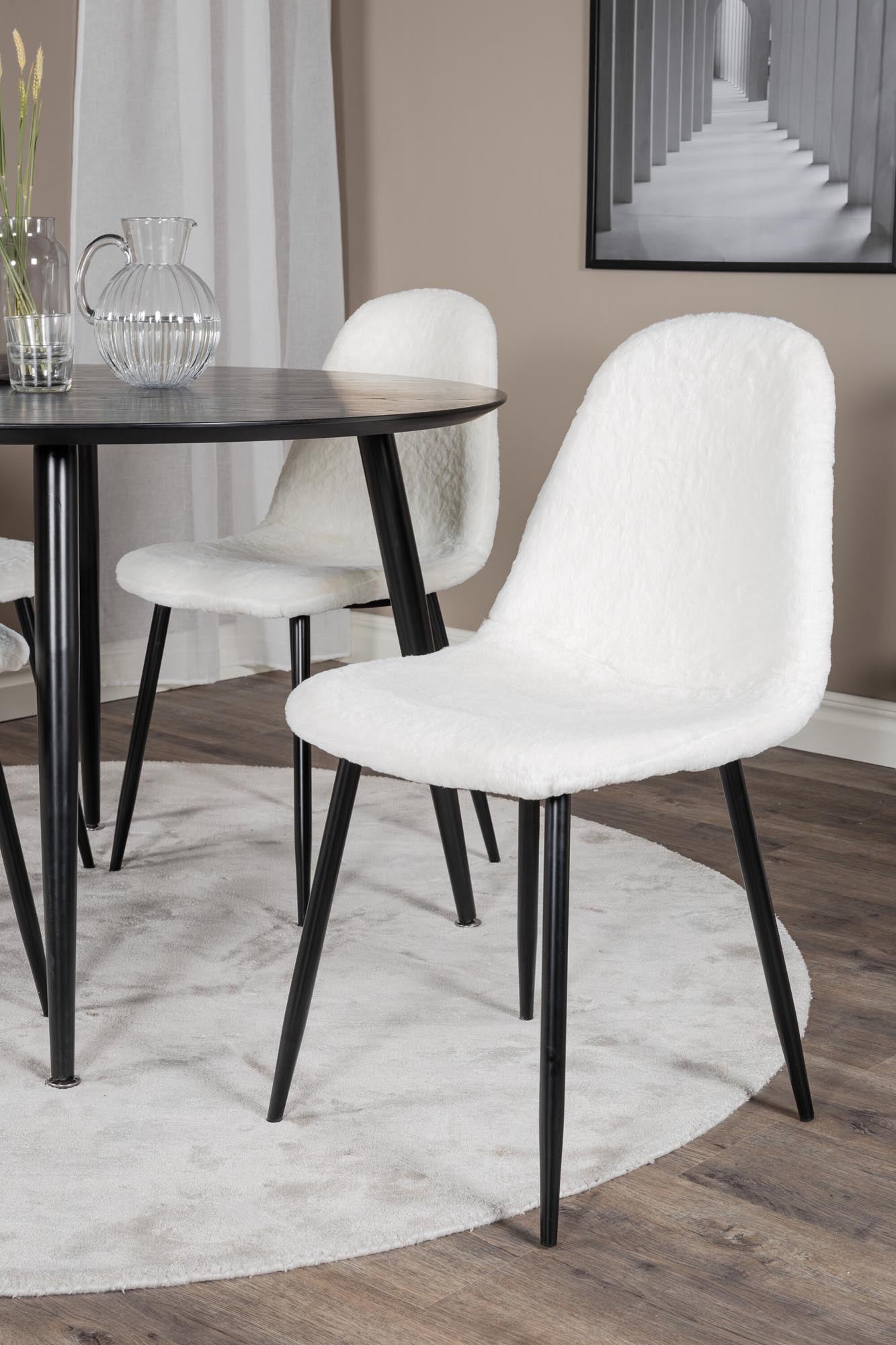 Elegantes Dipp Esszimmerset mit rundem Tisch (115 cm) und 4 komfortablen Polar-Stühlen. Ideal für gesellige Abende und stilvolle Einrichtung.