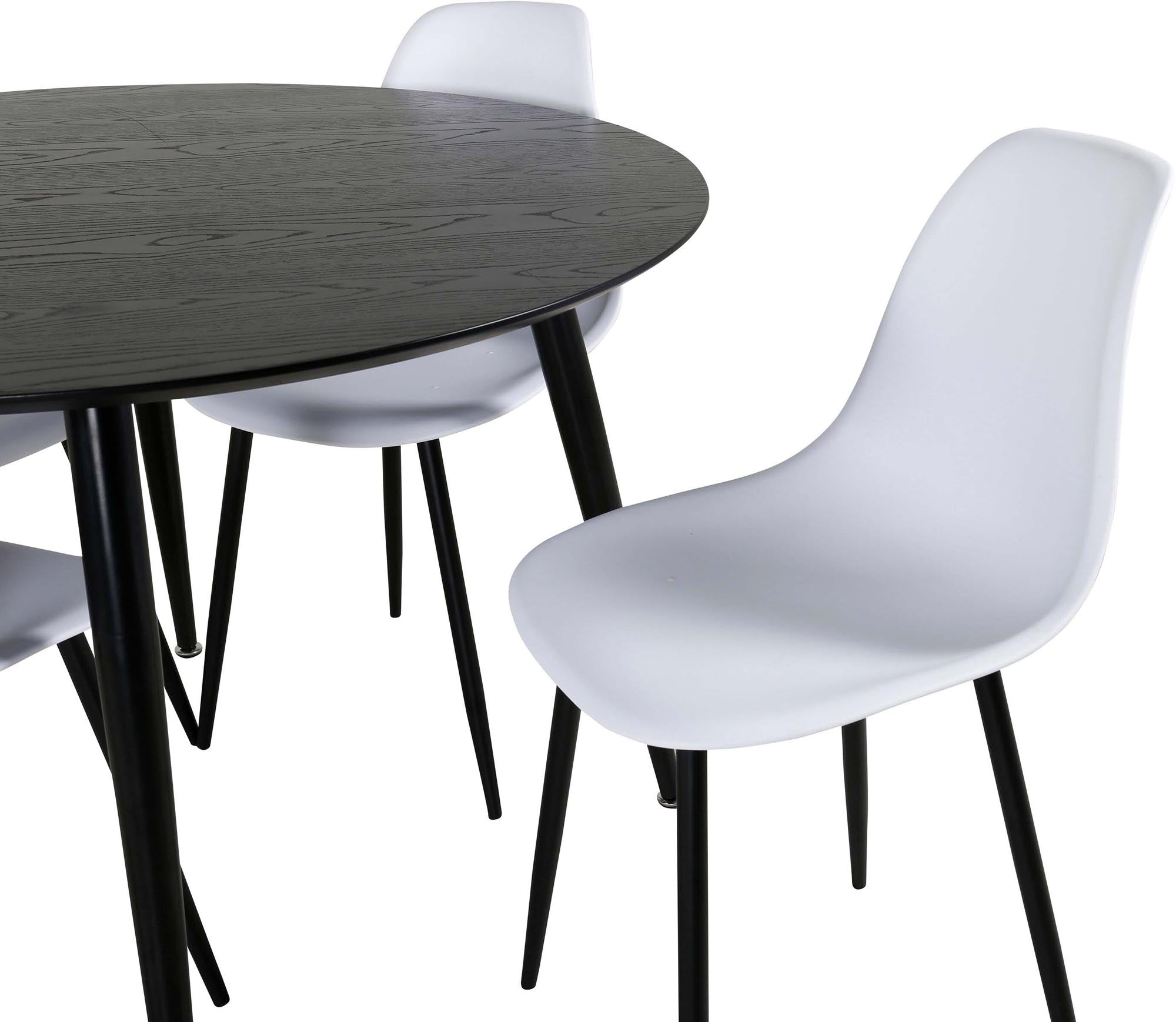 Modernes Dipp Esszimmerset für 4 mit Polar Plastic Tisch, Ø115cm.