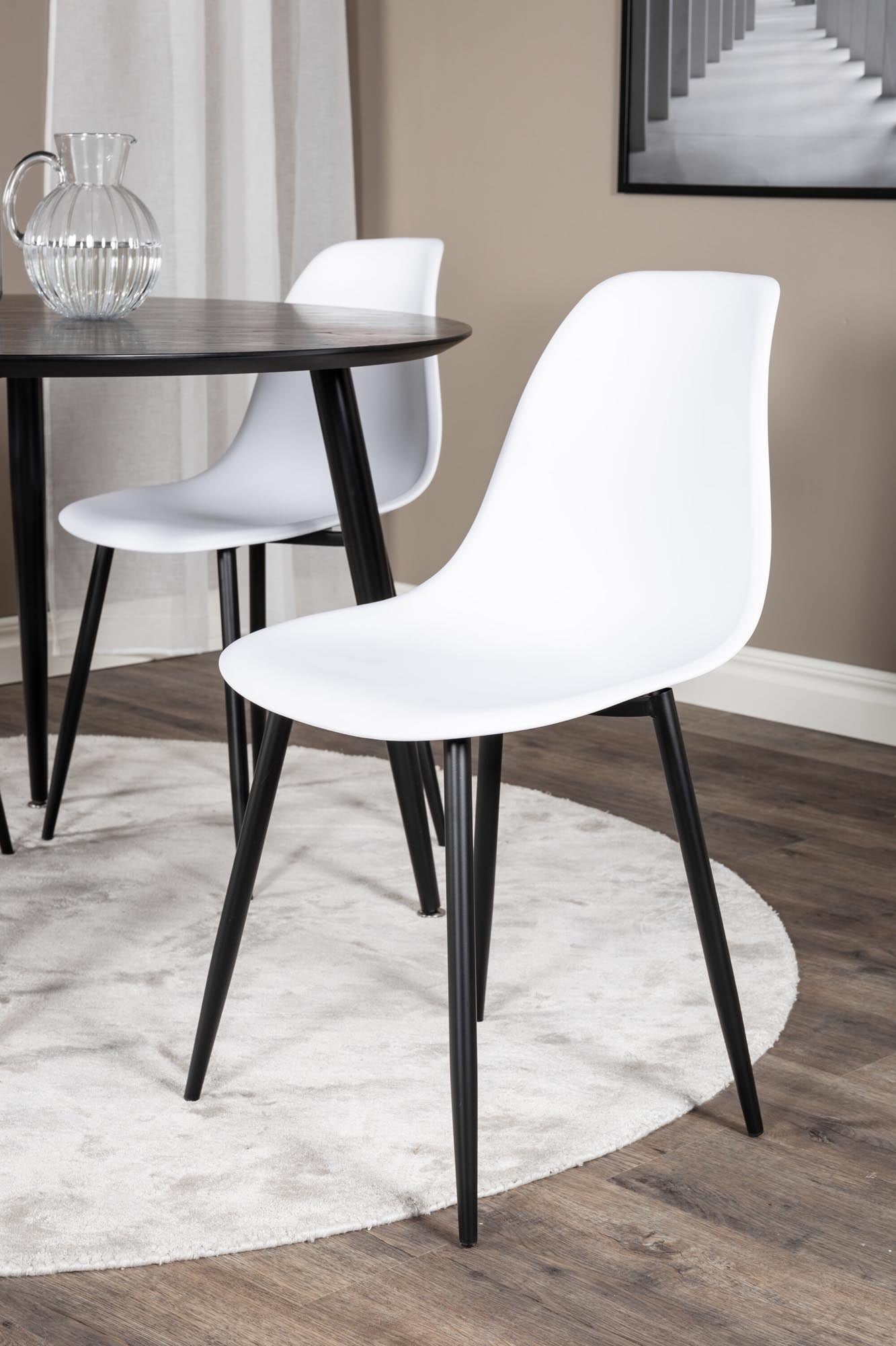 Dipp Esszimmerset + Polar Plastic ⌀115cm/4St. in Schwarz-Weiss präsentiert im Onlineshop von KAQTU Design AG. Esszimmerset ist von Venture Home