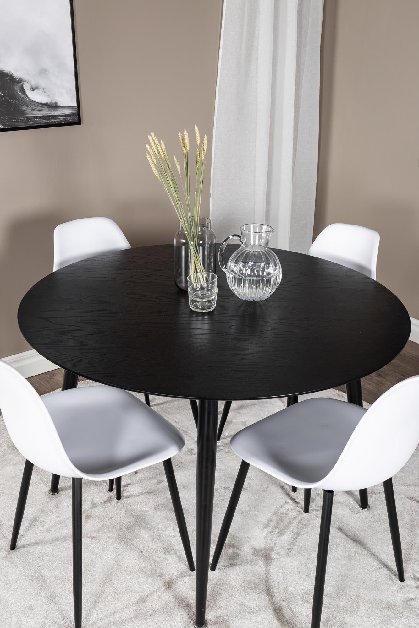 Dipp Esszimmerset + Polar Plastic ⌀115cm/4St. in Schwarz-Weiss präsentiert im Onlineshop von KAQTU Design AG. Esszimmerset ist von Venture Home