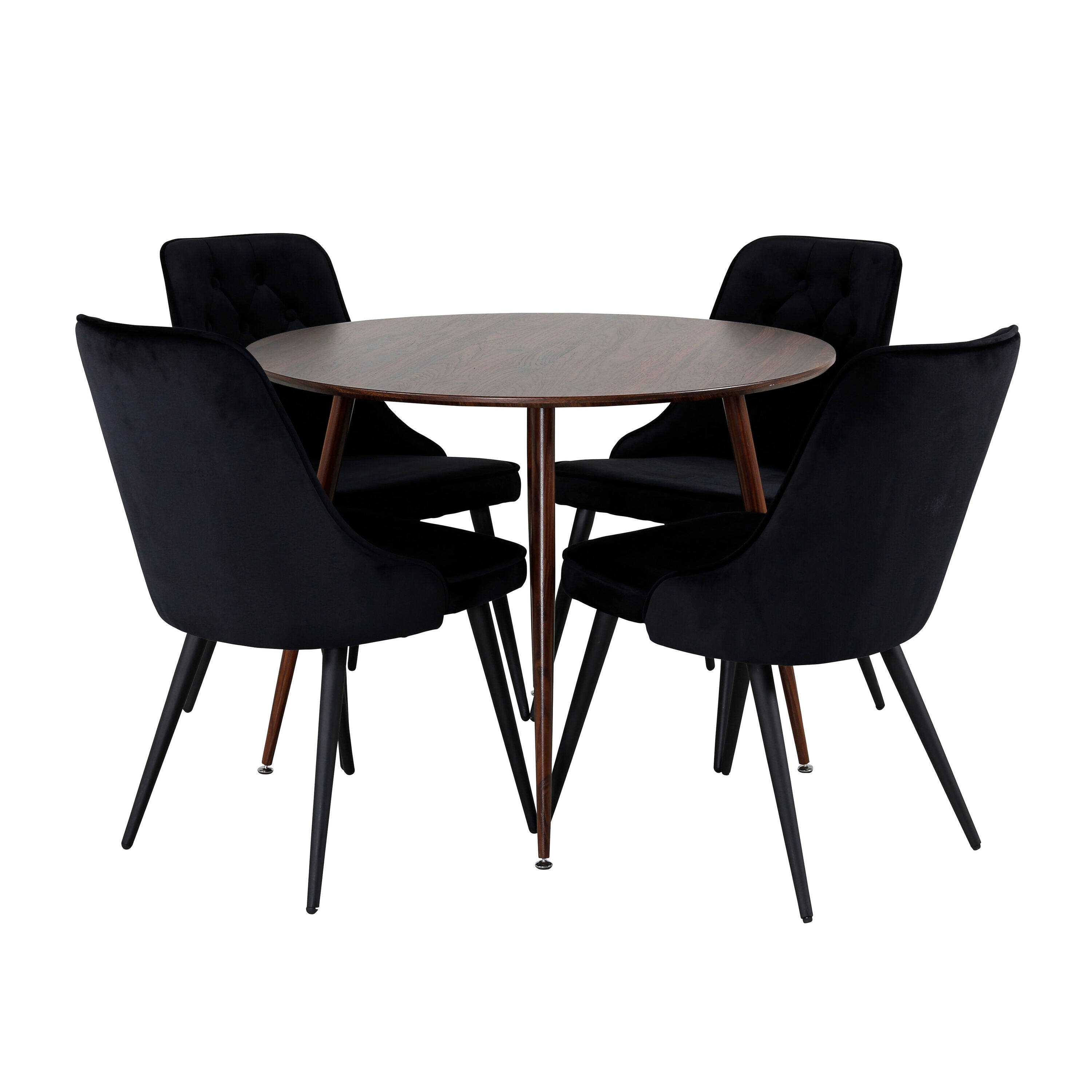 Plaza Esszimerset + Velvet Deluxe ⌀100cm/4St. in Braun / Schwarz präsentiert im Onlineshop von KAQTU Design AG. Esszimmerset ist von Venture Home