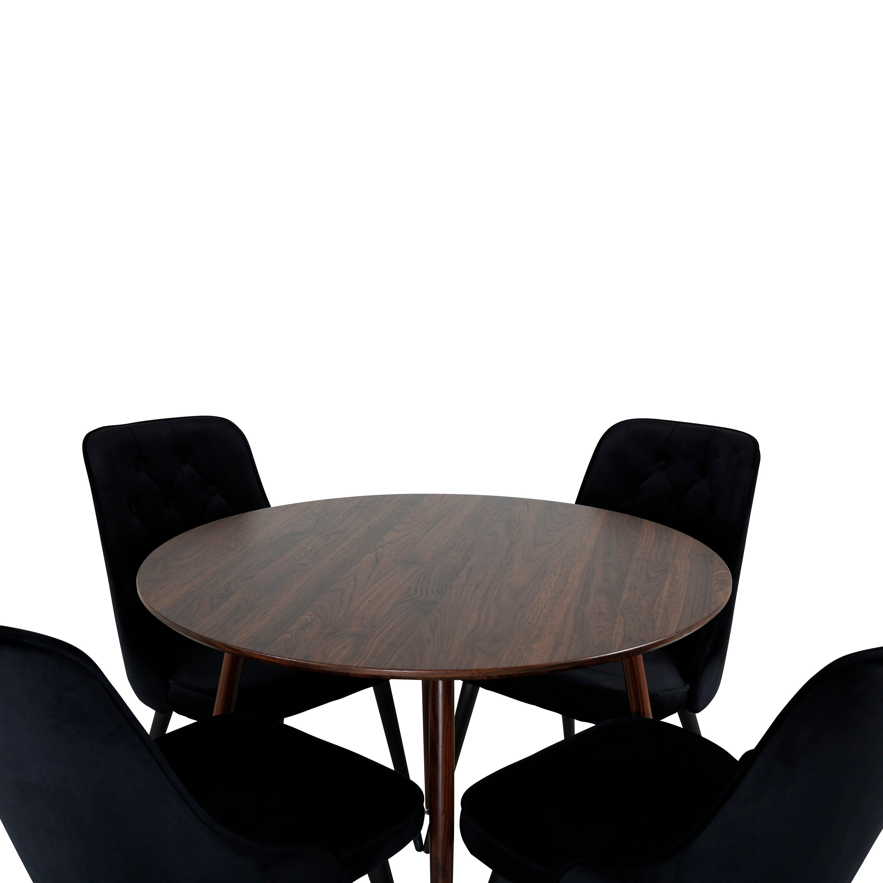 Plaza Esszimerset + Velvet Deluxe ⌀100cm/4St. in Braun / Schwarz präsentiert im Onlineshop von KAQTU Design AG. Esszimmerset ist von Venture Home