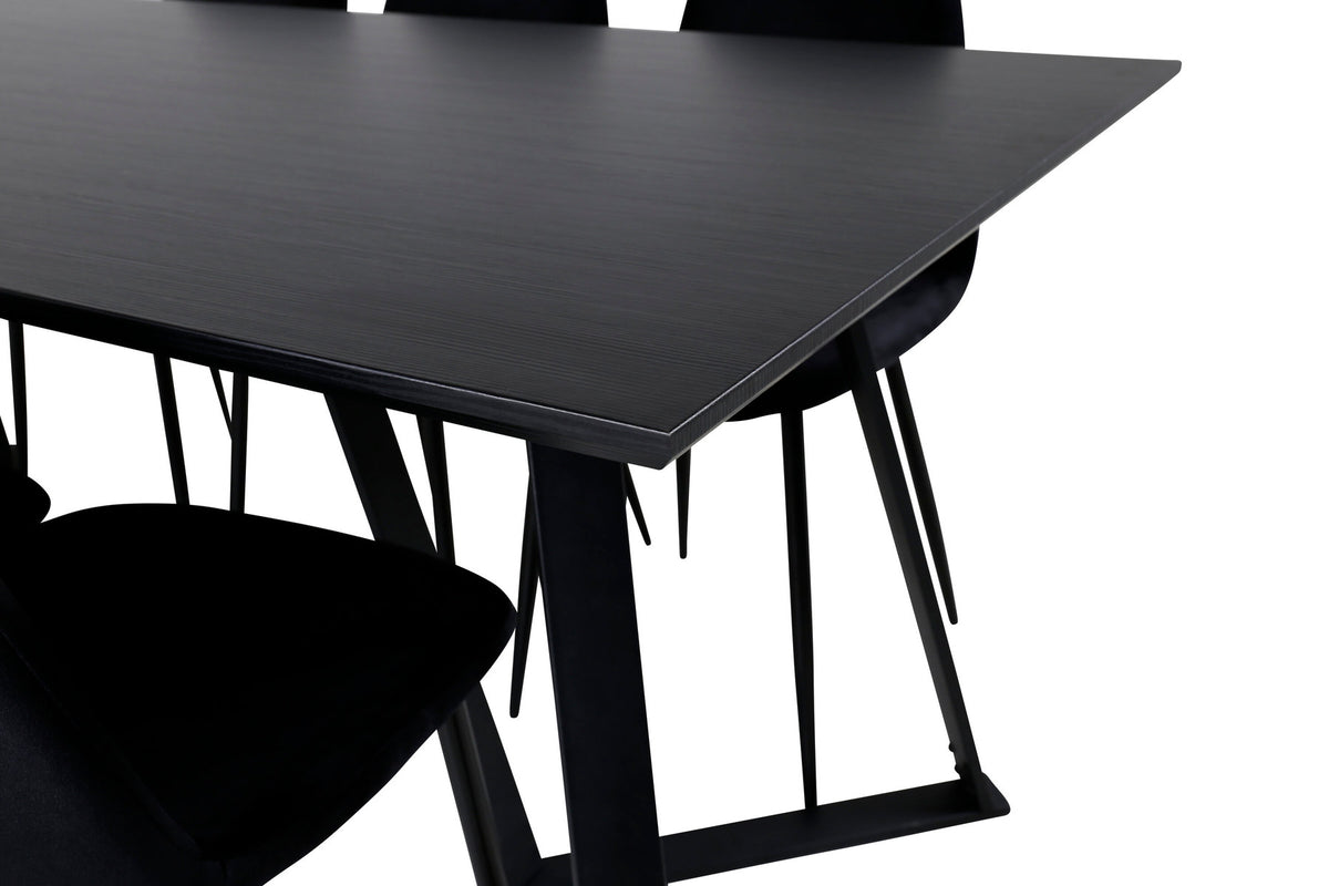 Marina Esszimmerset Polar 180cm/6St. in Schwarz präsentiert im Onlineshop von KAQTU Design AG. Esszimmerset ist von Venture Home