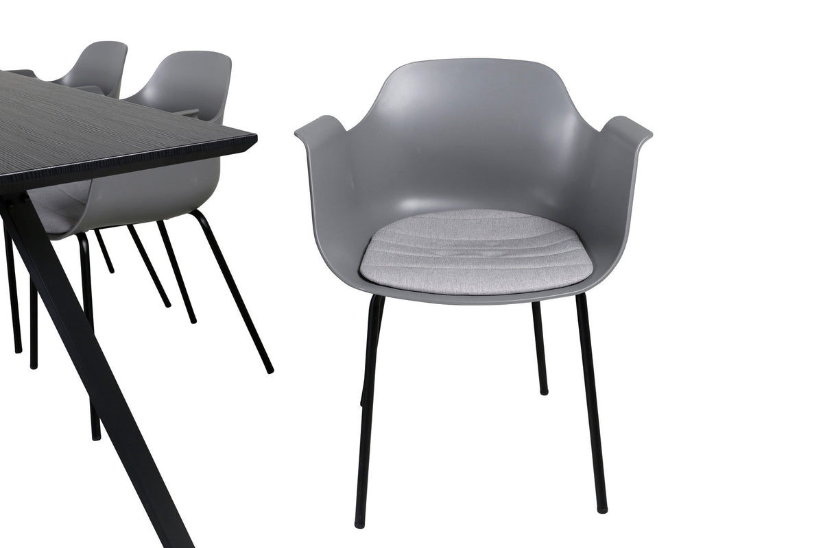 Marina Esszimmerset Comfort 180cm/6St. in Schwarzgrau präsentiert im Onlineshop von KAQTU Design AG. Esszimmerset ist von Venture Home