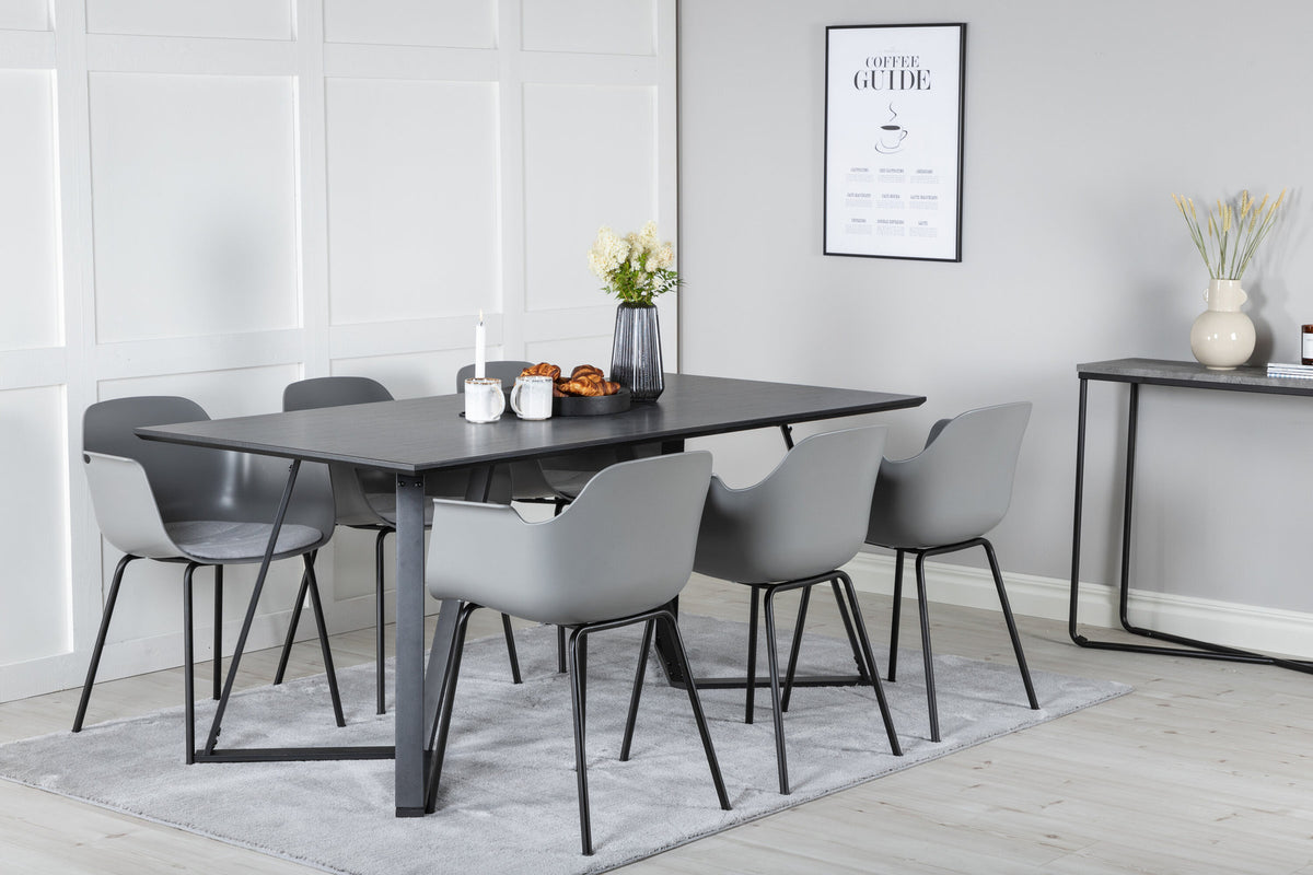 Marina Esszimmerset Comfort 180cm/6St. in Schwarzgrau präsentiert im Onlineshop von KAQTU Design AG. Esszimmerset ist von Venture Home