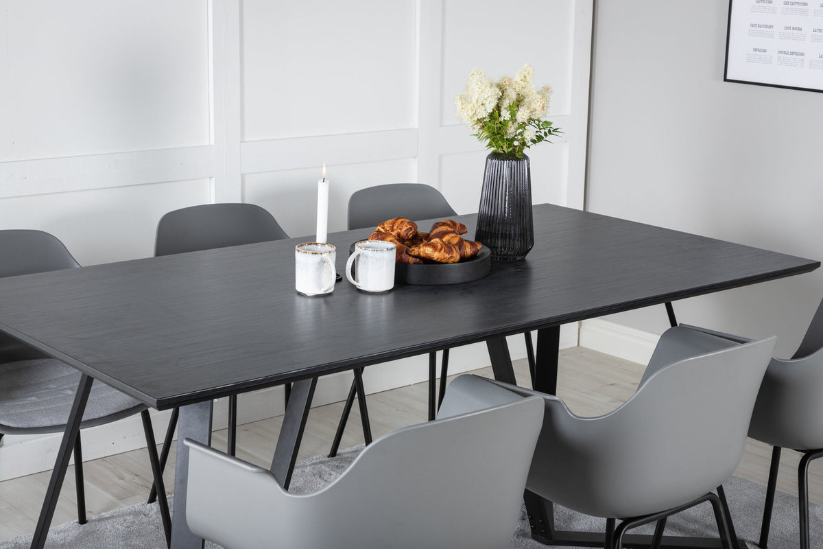 Marina Esszimmerset Comfort 180cm/6St. in Schwarzgrau präsentiert im Onlineshop von KAQTU Design AG. Esszimmerset ist von Venture Home