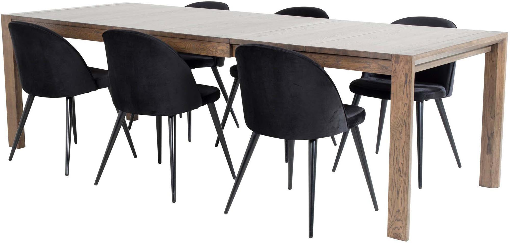Slider Esszimmerset ausziehbar + Velvet 170cm/6St. in Schwarz präsentiert im Onlineshop von KAQTU Design AG. Esszimmerset ist von Venture Home