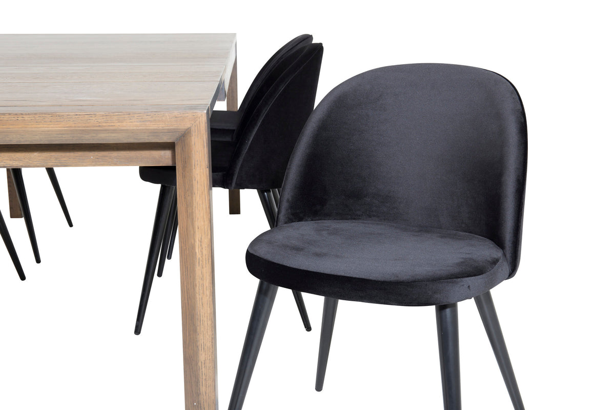 Slider Esszimmerset ausziehbar + Velvet 170cm/6St. in Schwarz präsentiert im Onlineshop von KAQTU Design AG. Esszimmerset ist von Venture Home