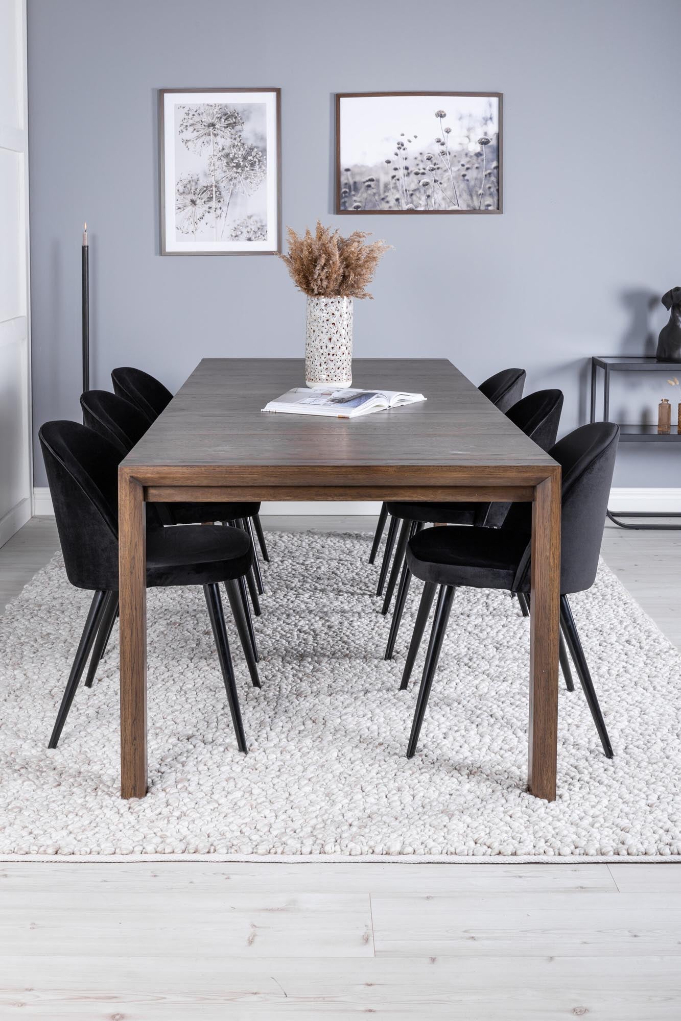 Slider Esszimmerset ausziehbar + Velvet 170cm/6St. in Schwarz präsentiert im Onlineshop von KAQTU Design AG. Esszimmerset ist von Venture Home