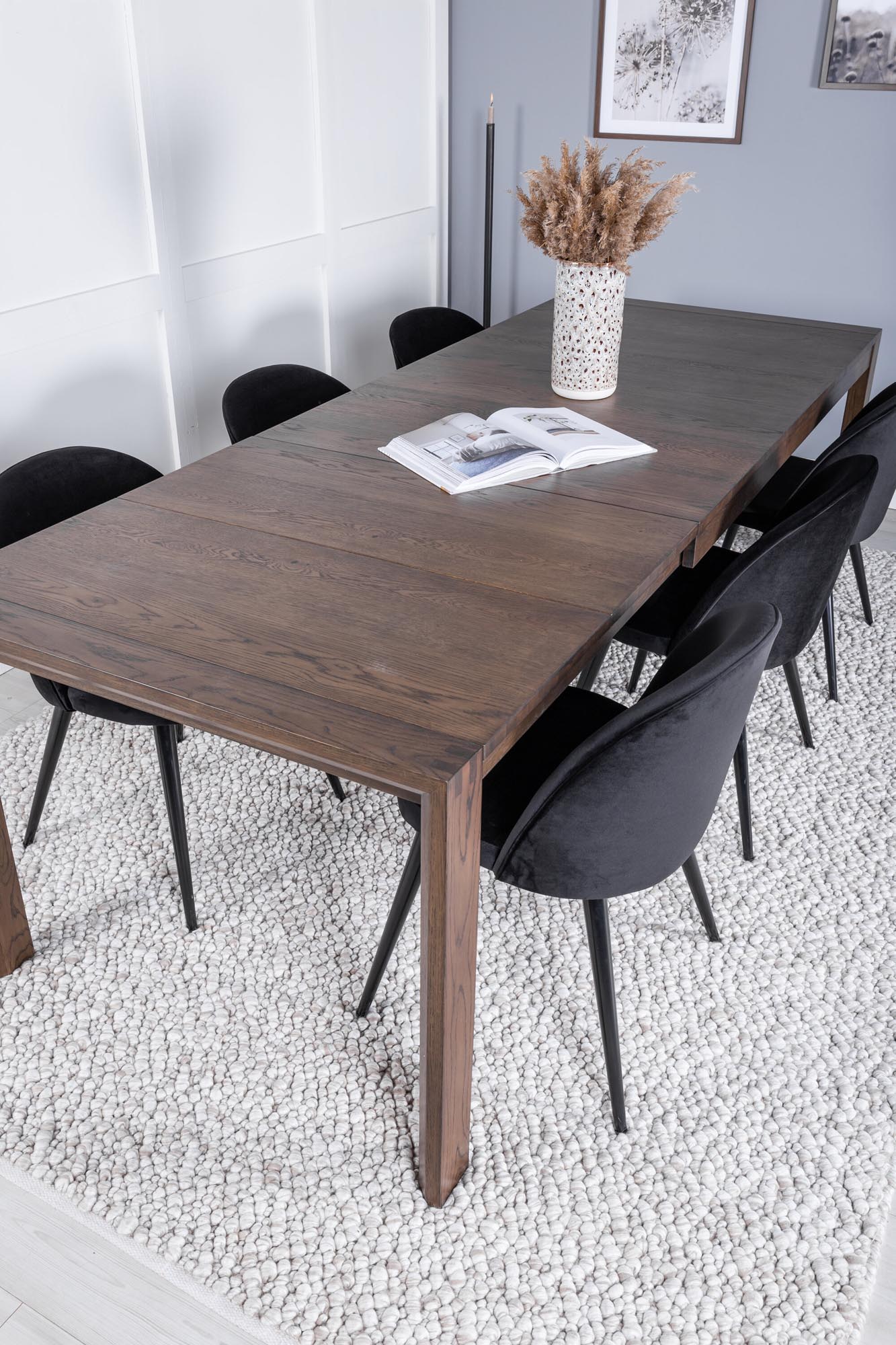 Slider Esszimmerset ausziehbar + Velvet 170cm/6St. in Schwarz präsentiert im Onlineshop von KAQTU Design AG. Esszimmerset ist von Venture Home
