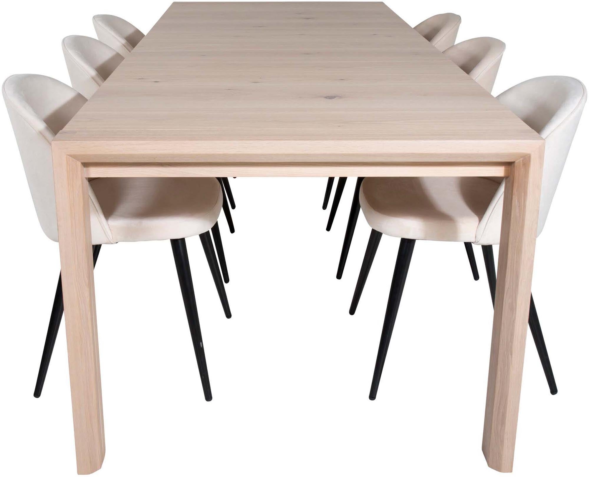 Slider Esszimmerset ausziehbar + Velvet 170cm/6St. in Beige, Schwarz präsentiert im Onlineshop von KAQTU Design AG. Esszimmerset ist von Venture Home