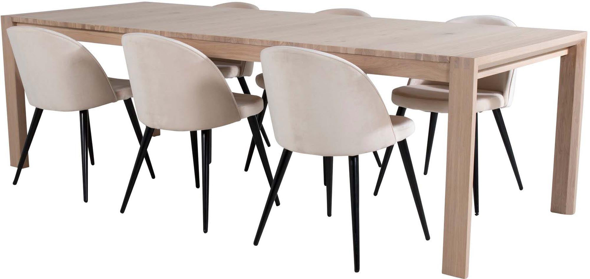 Slider Esszimmerset ausziehbar + Velvet 170cm/6St. in Beige, Schwarz präsentiert im Onlineshop von KAQTU Design AG. Esszimmerset ist von Venture Home